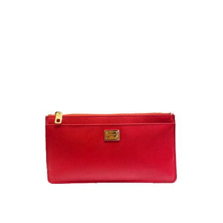 Dolce & Gabbana red leather zip card holder with gold hardware-Card Holder-Dolce & Gabbana-The Closet Egypt