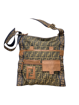 Fendi FF Brown Fabric Crossbody Bag-handbag-Fendi-The Closet Egypt