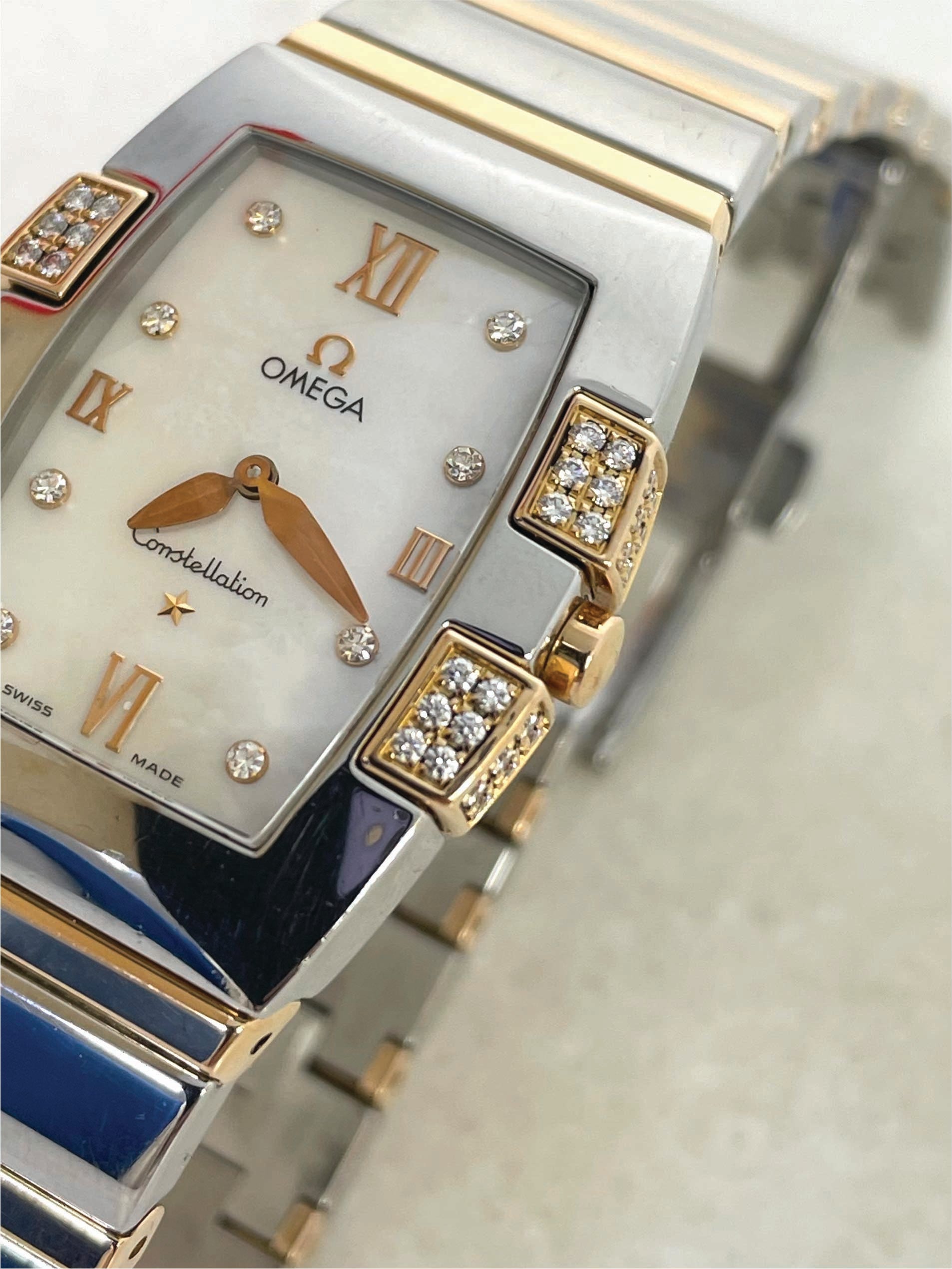 Omega Yellow Gold Diamond Constellation Quadrella Watch