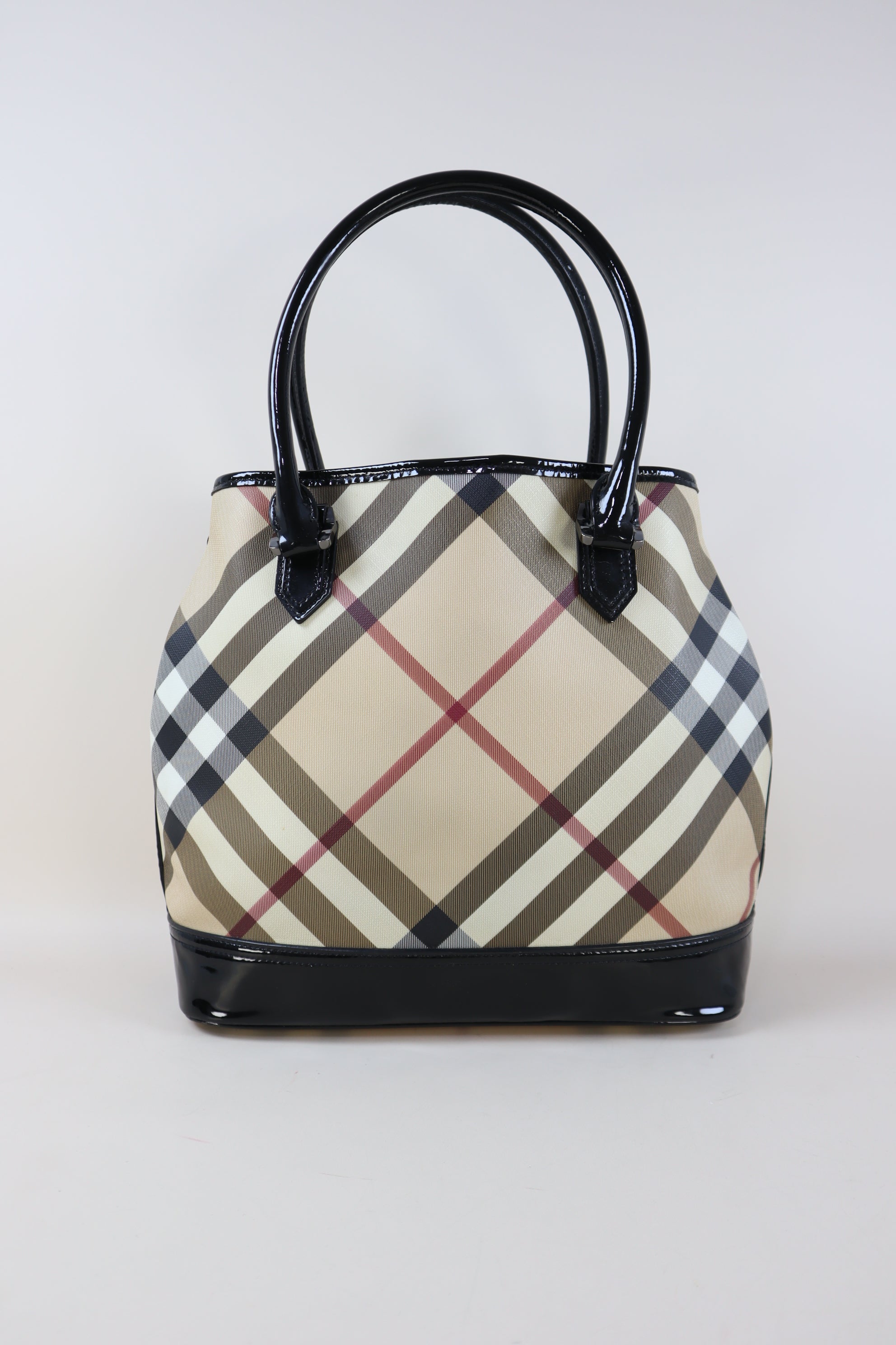 Burberry Black Nova Check Vernis Shoulder Bag