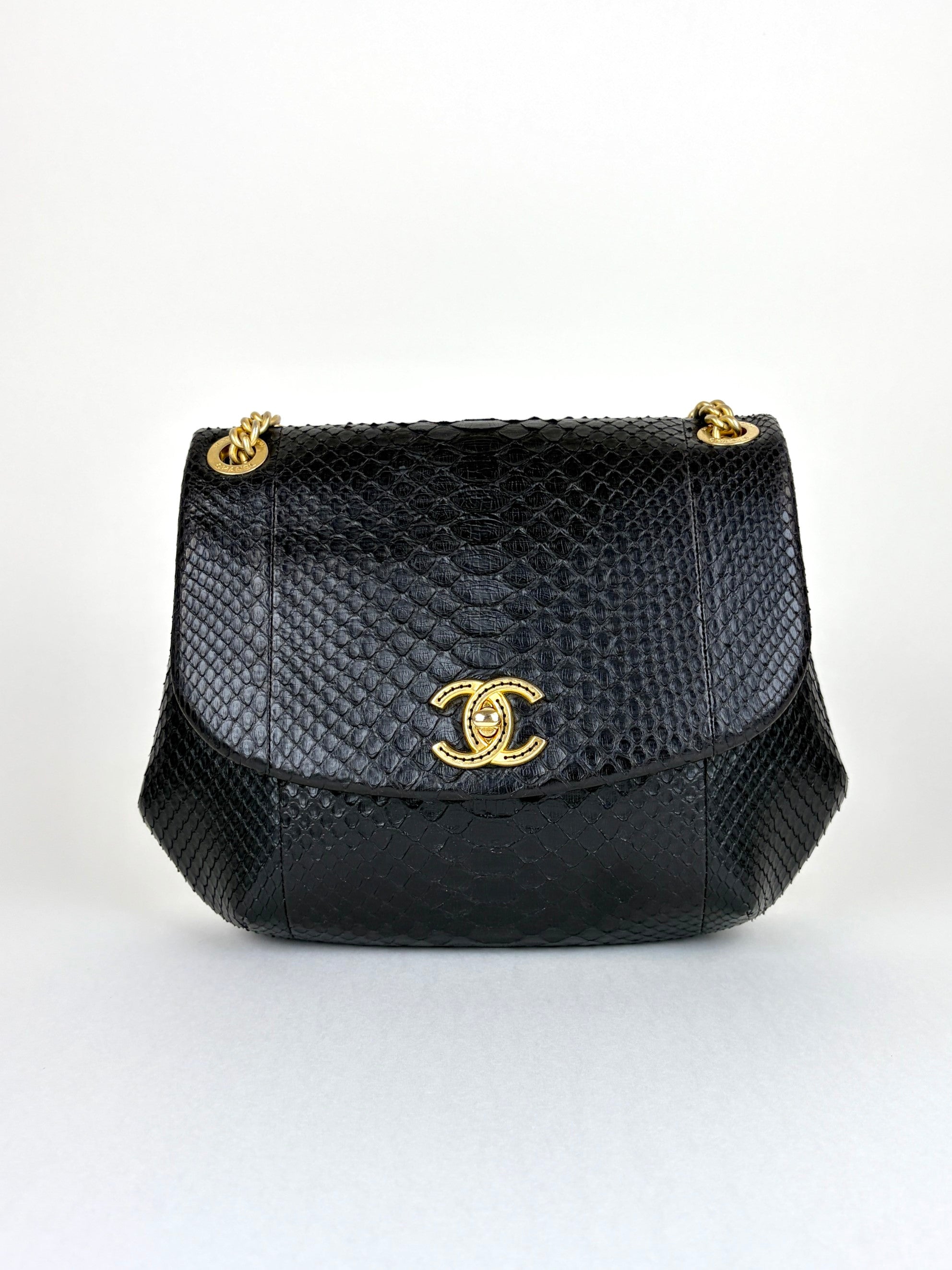 Chanel Black python cc flap bag