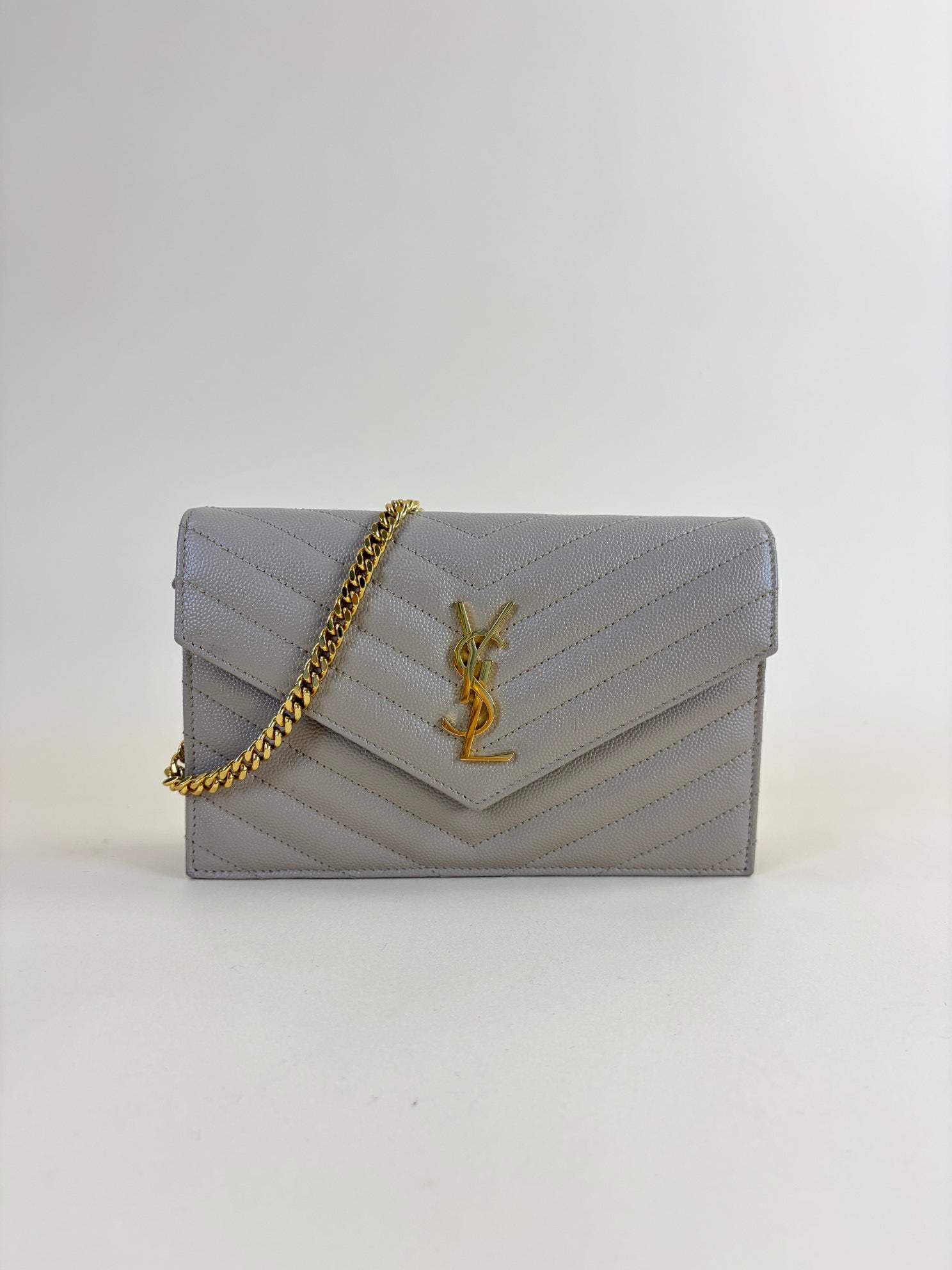 YSL Beige Cassandre Wallet on Chain