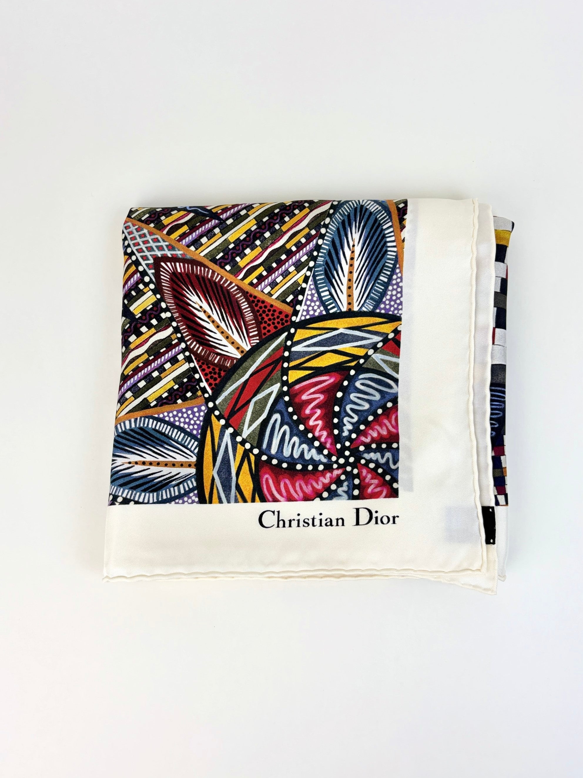 Christian Dior Multicolor butterfly geometric patten silk