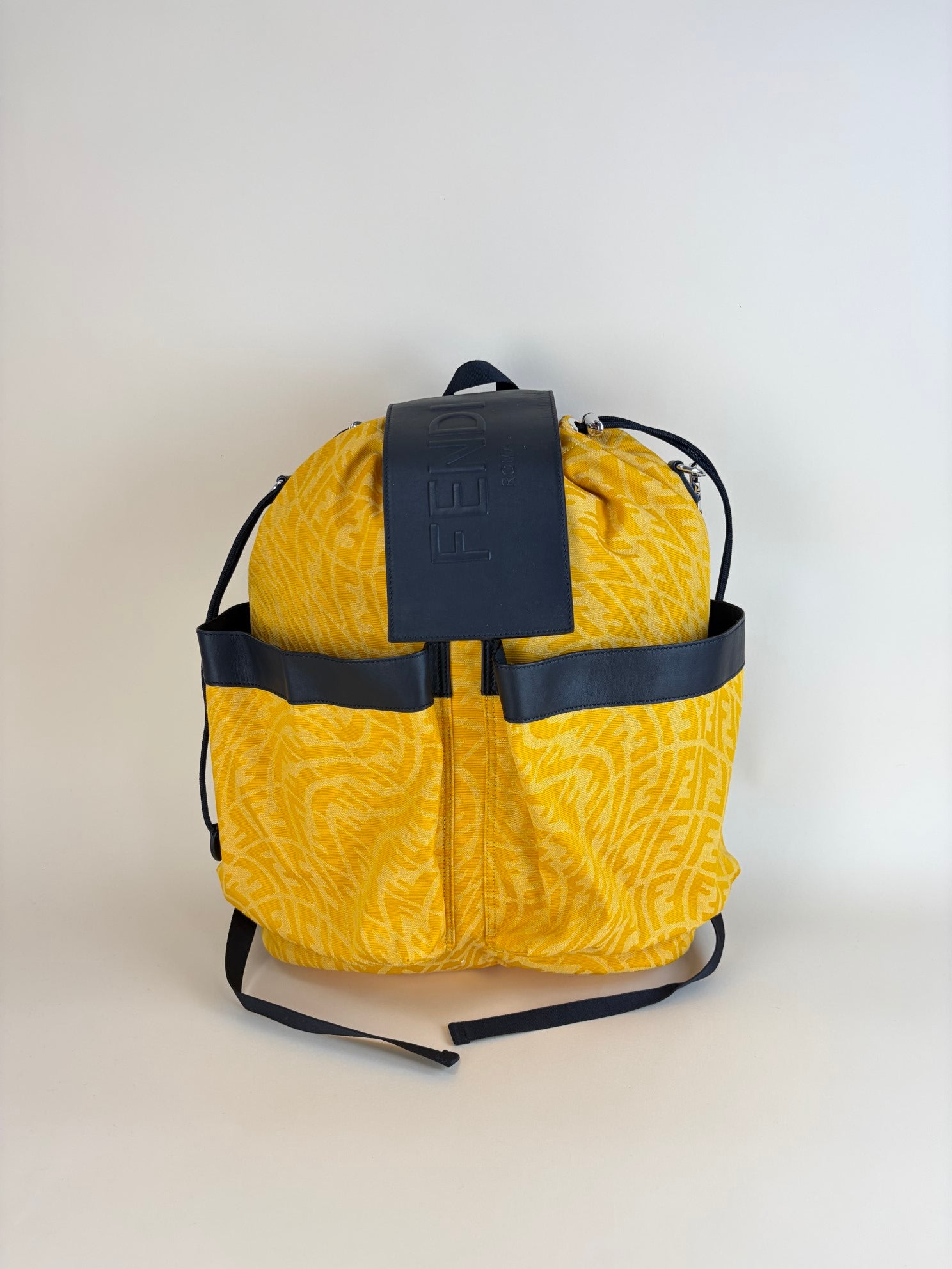 fendi strike lerge ff vertigo jjacquard yellow back pack