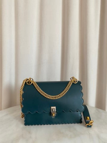 Fendi Olive Kan I Vitello Liberty Studded Shoulder Bag-handbag-Fendi-The Closet Egypt