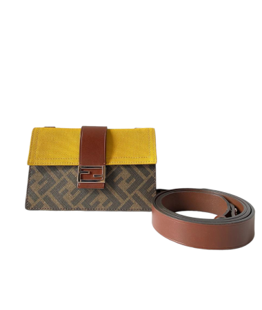 Fendi Brown Baguette FF Flat Shoulder Bag-handbag-Fendi-The Closet Egypt