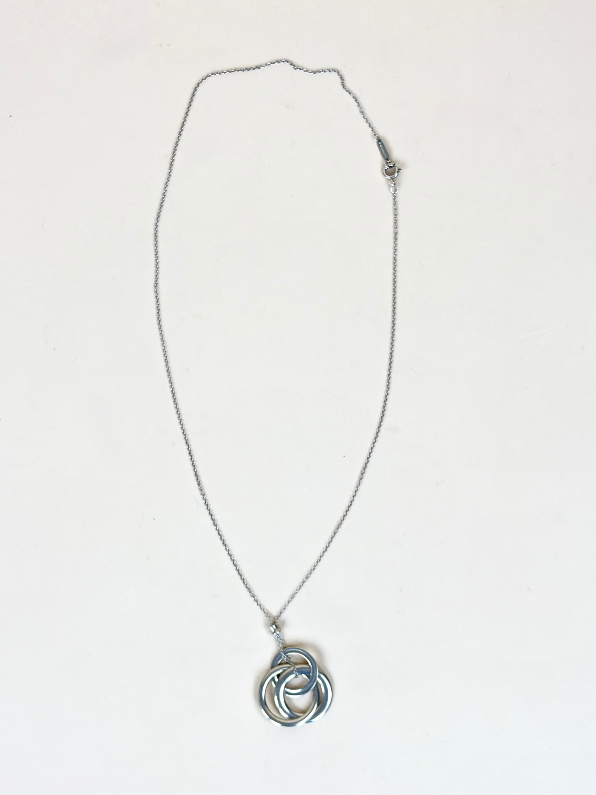 Tiffany & Co Sterling Silver triple interlocking circle pendant necklace in sterling silver