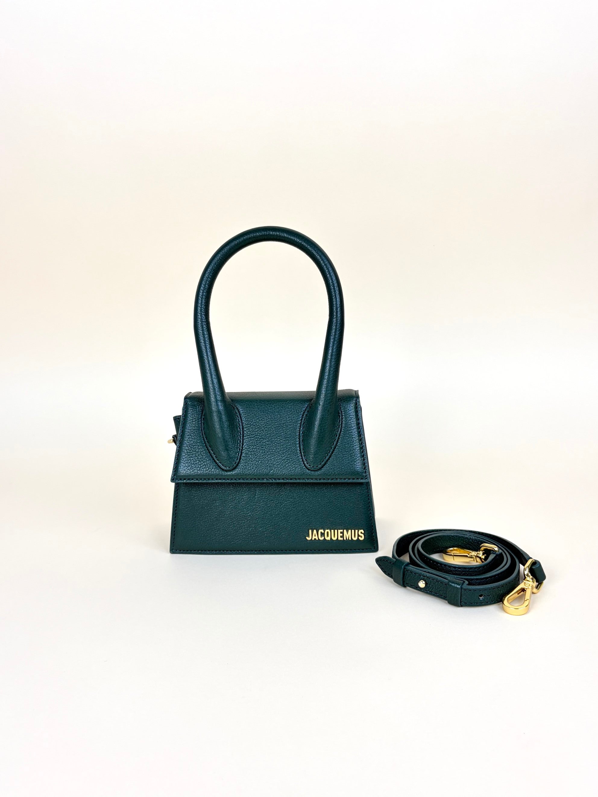 Jacquemus Dark Green Medium Le Chiquito Grand Hand Bag