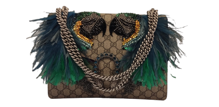 Gucci Bicolor GG Supreme Monogram Feather Embroidered Parrot Dionysus Bag-handbag-Gucci-The Closet Egypt