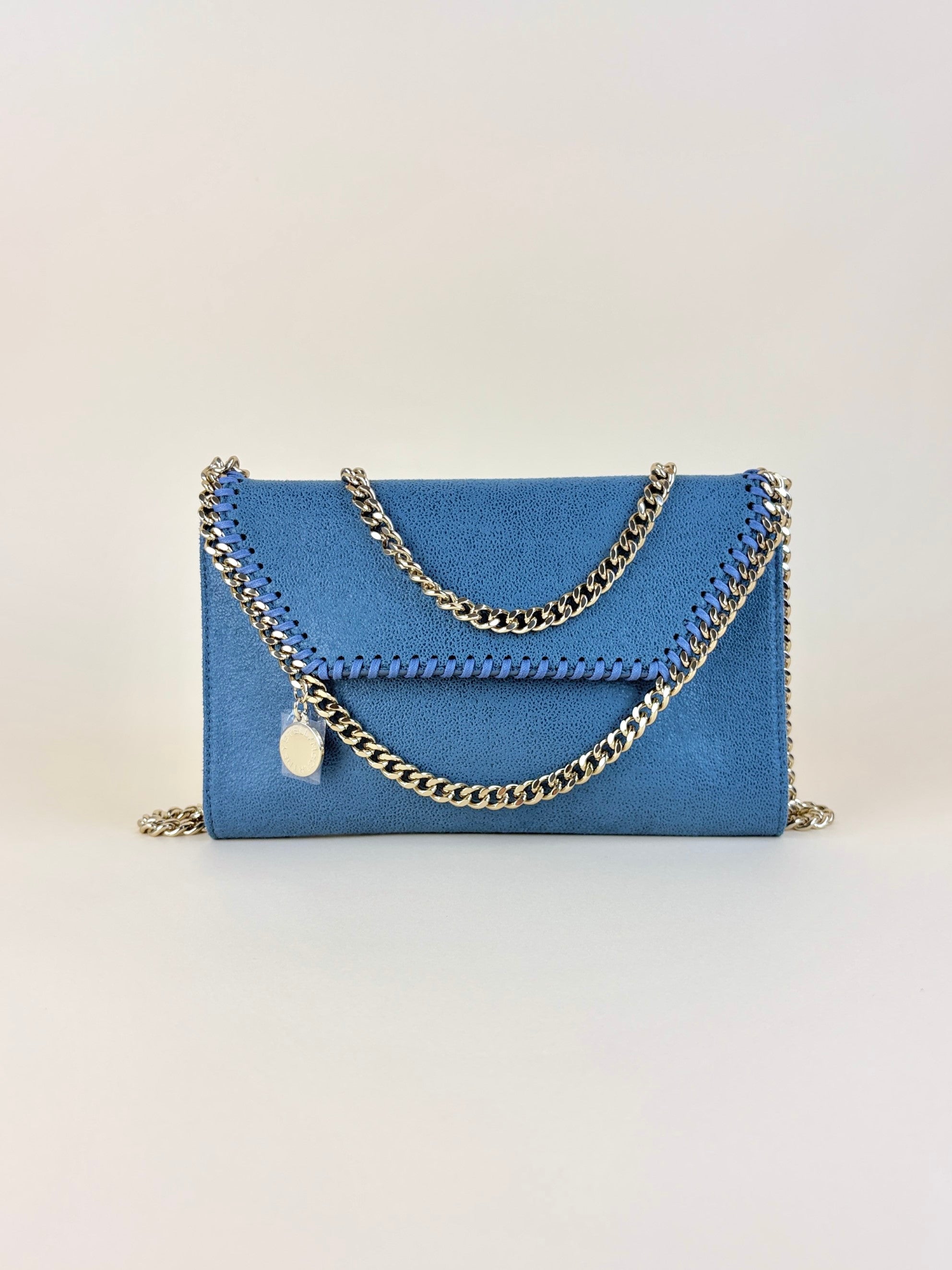 Stella McCartney feather blue Falabella wallet crossbody bag