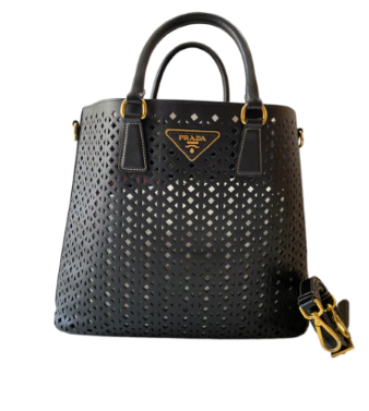 Prada Black Perforated Tote Bag-handbag-Prada-The Closet Egypt