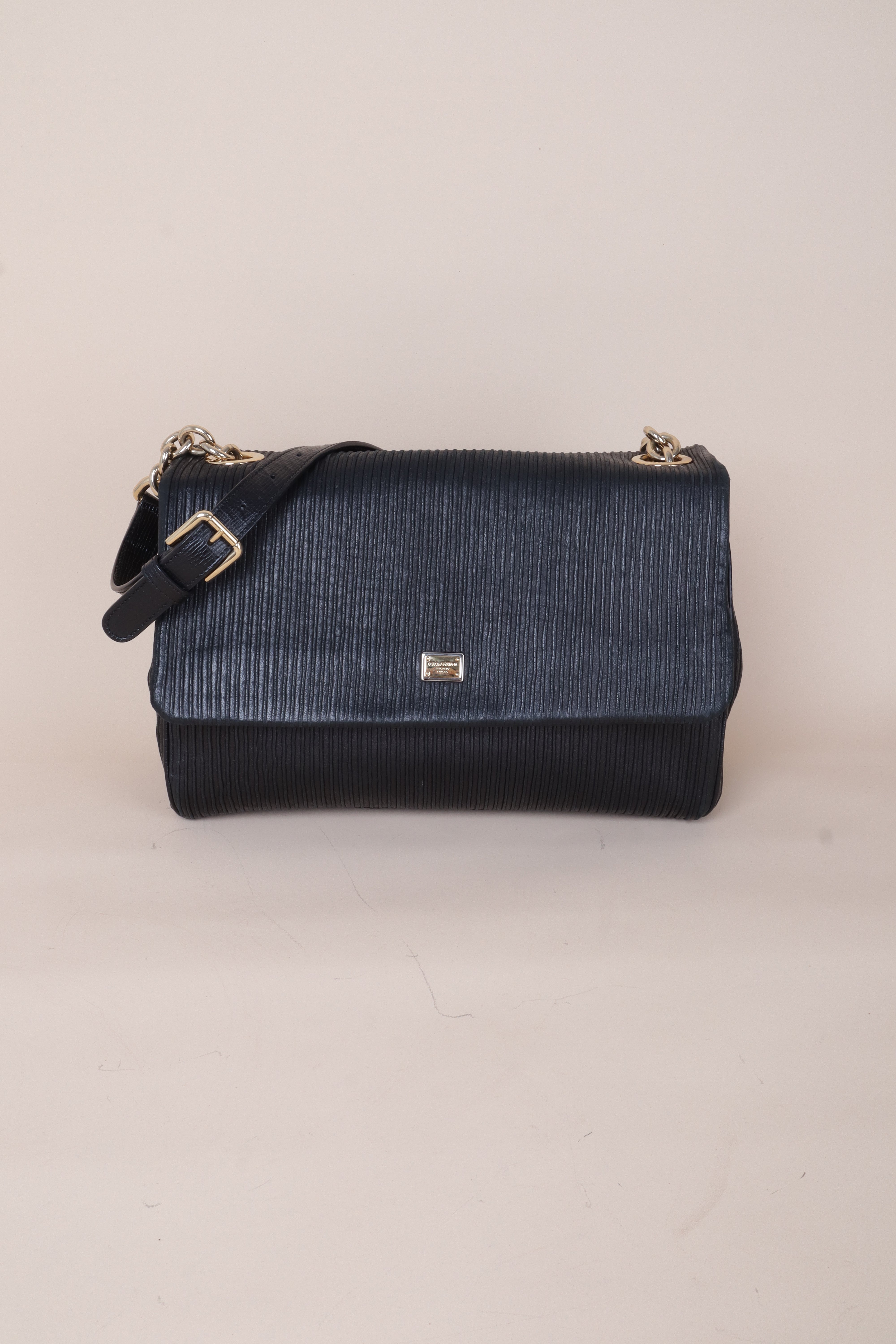Dolce Gabbana black leather shoulder bag