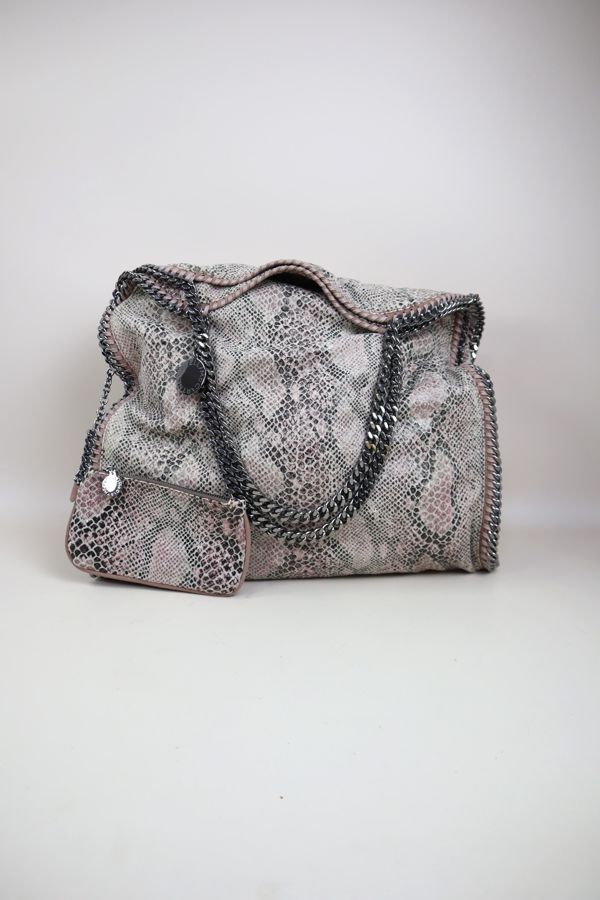 Stella Mccartney Grey Python Large Falabella Bag with Pouch