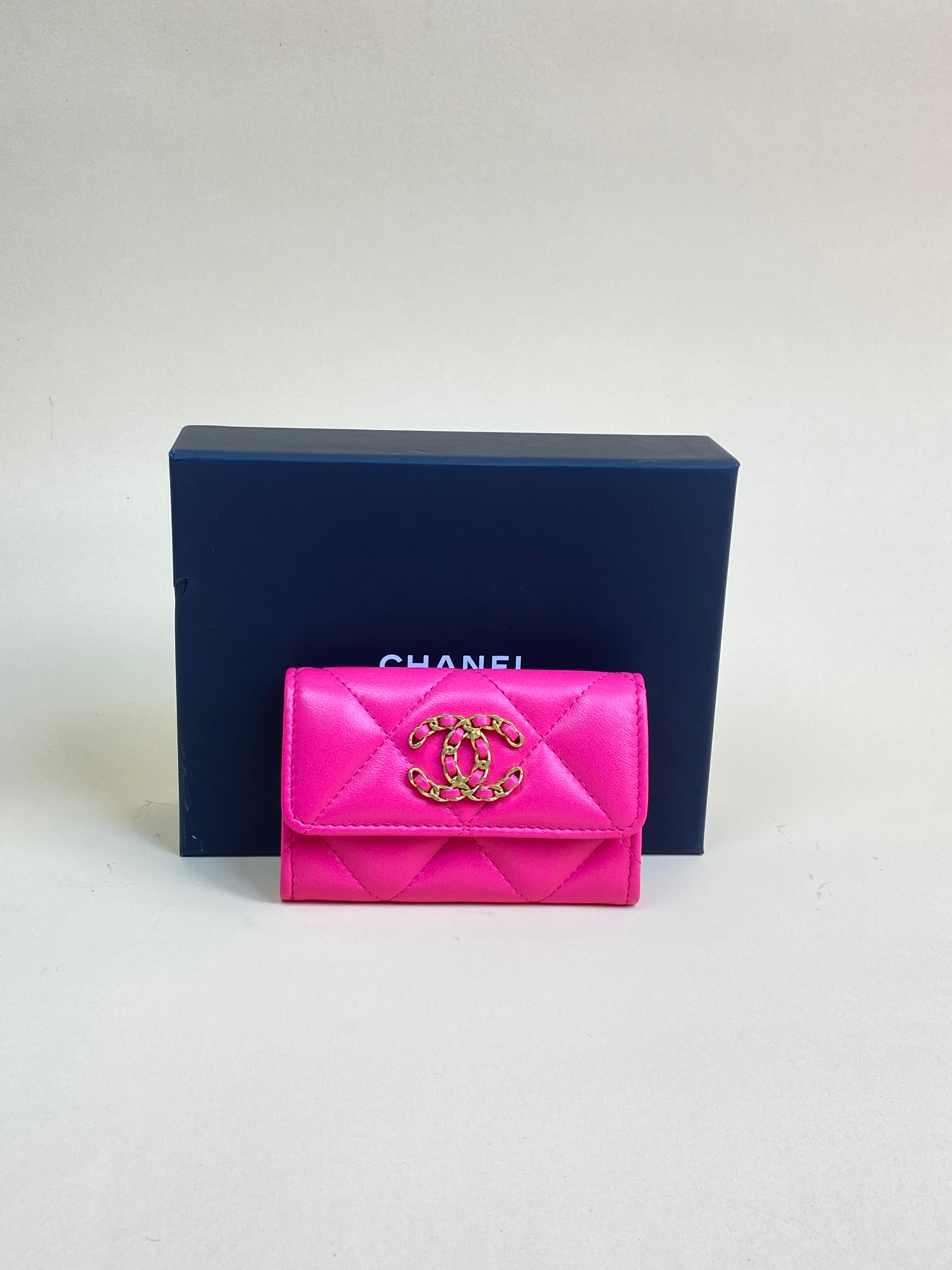Chanel hot pink 19 small wallet