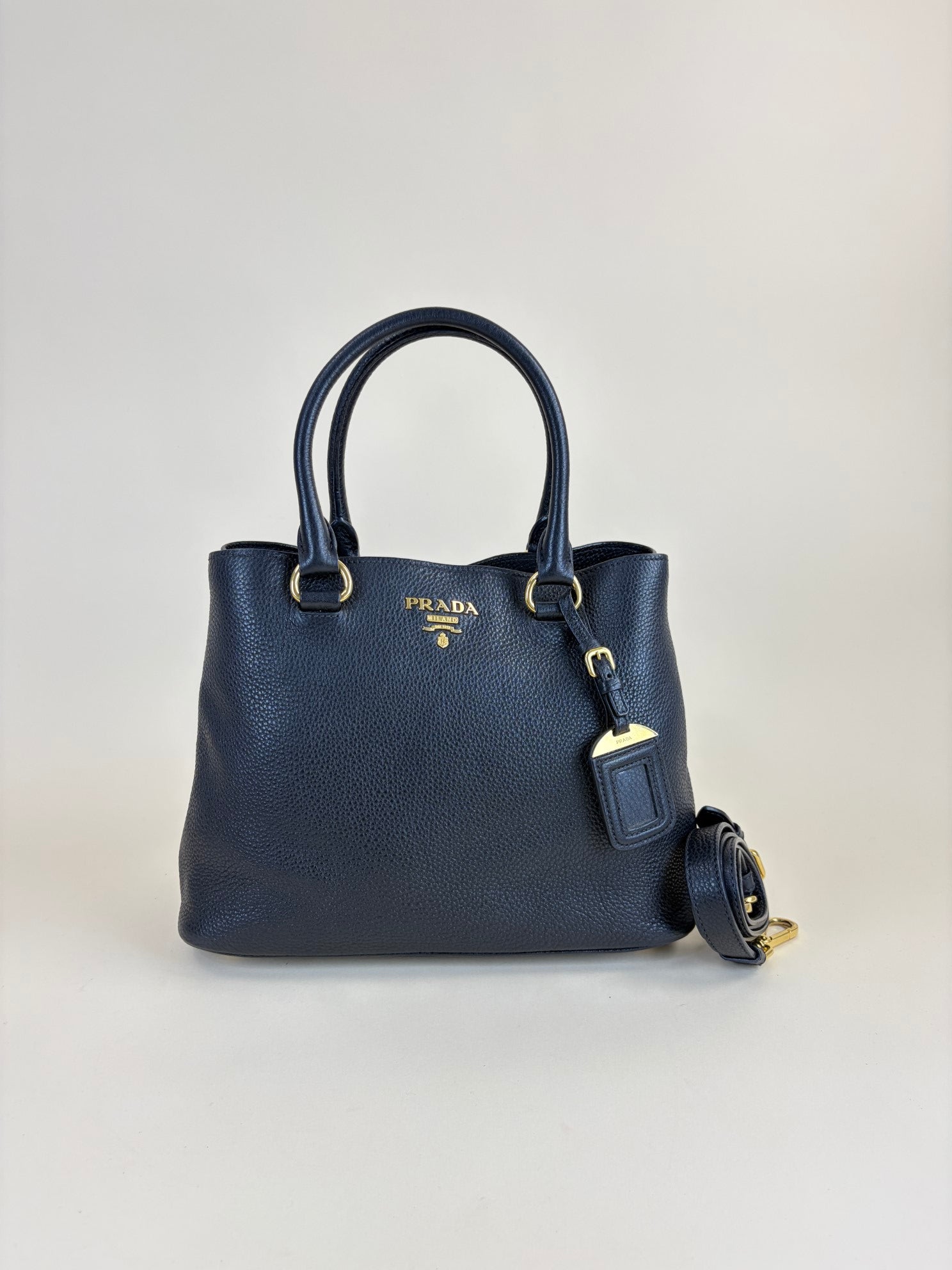 Prada small black vitello danio leather