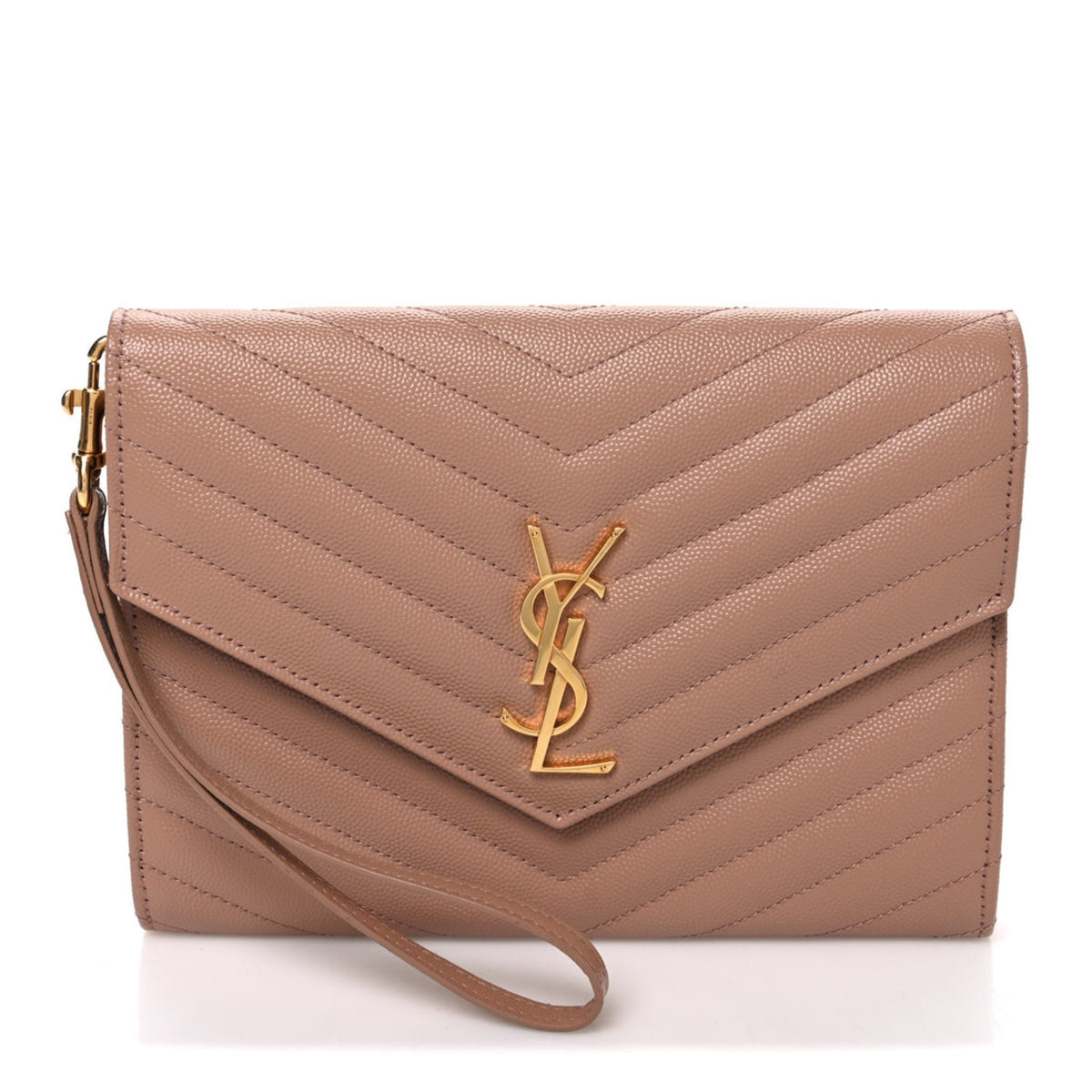 ysl vintage peach grain de poudre leather Cassandre flap