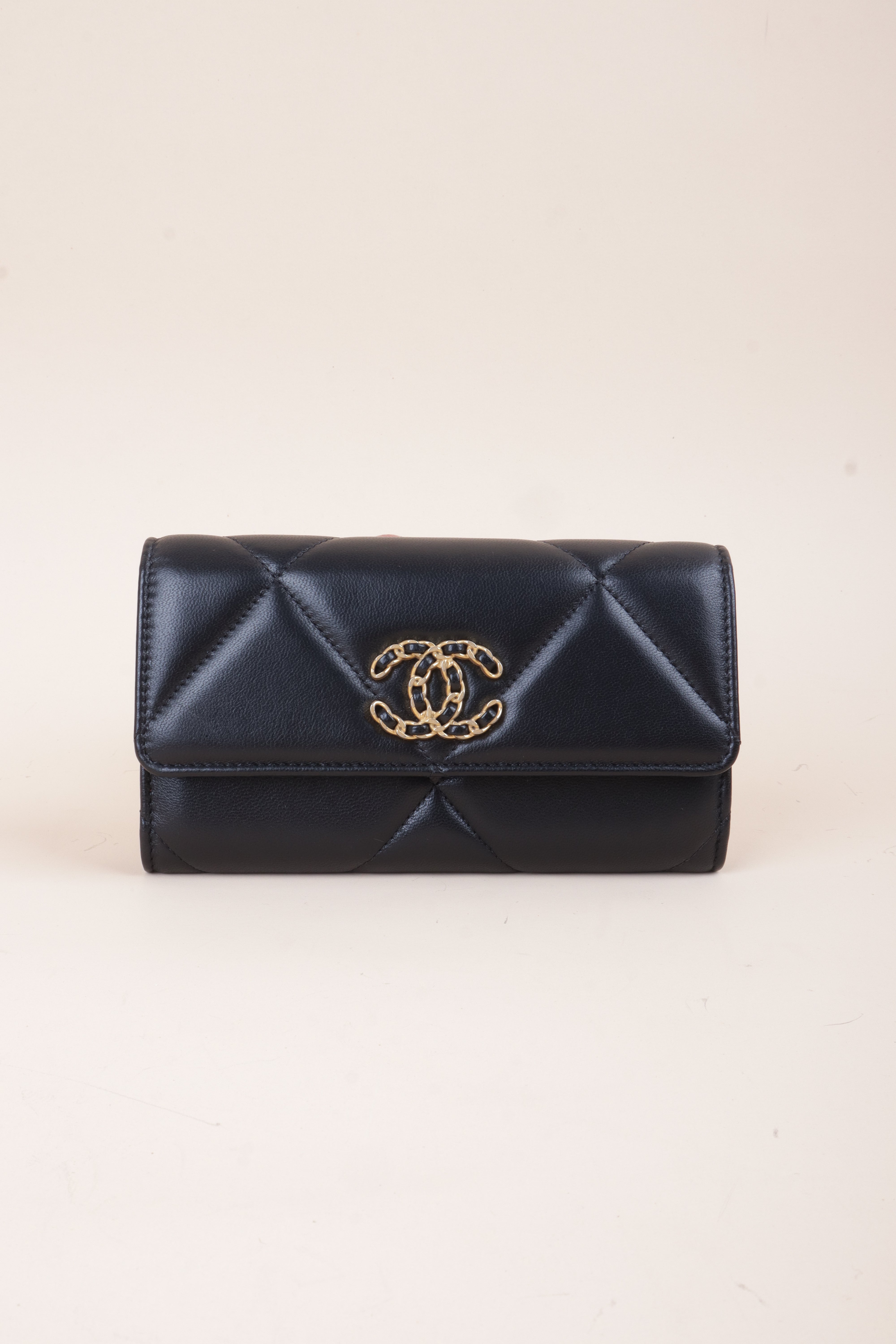 Chanel Black 19 Flap Wallet