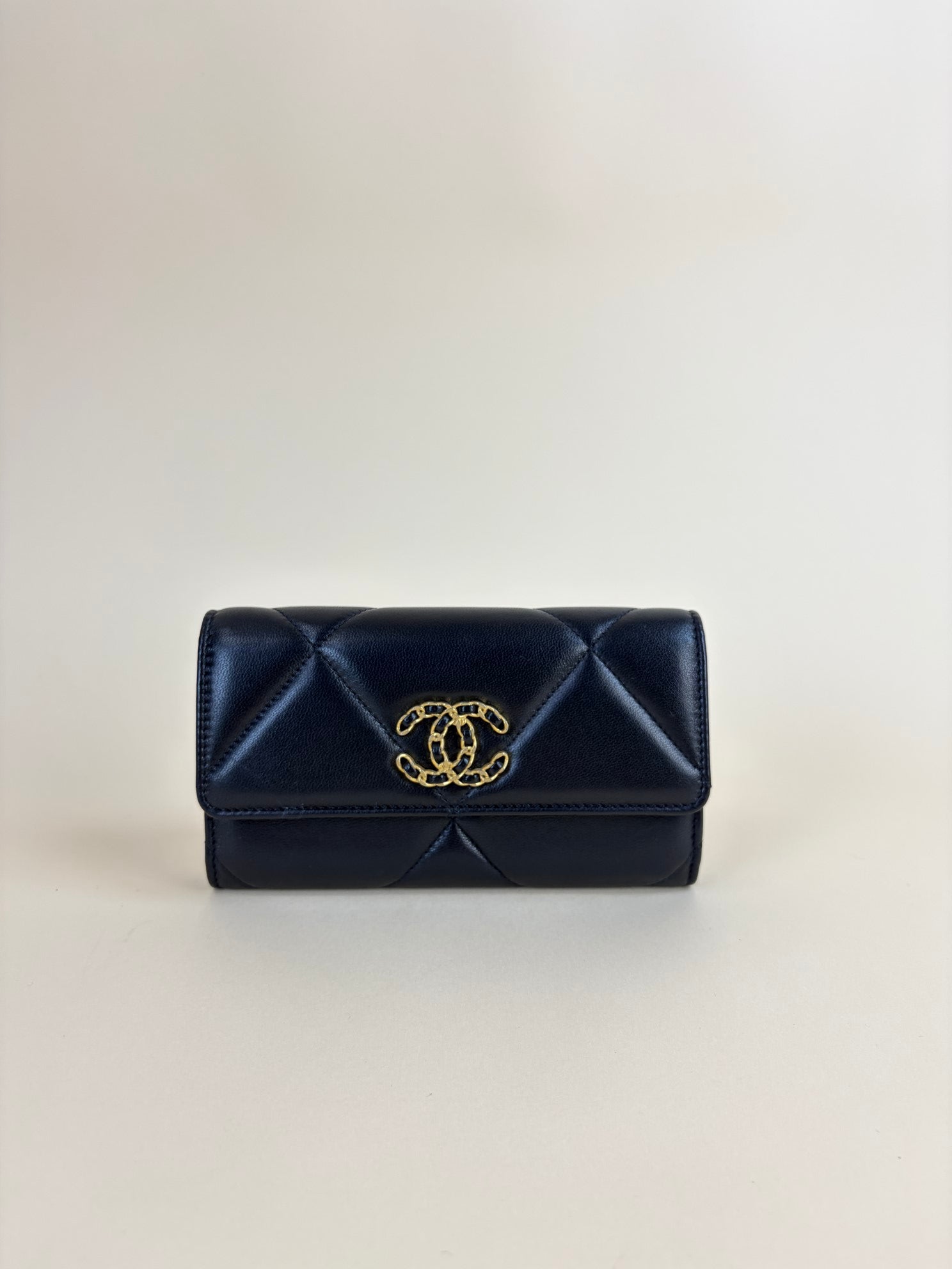 Chanel Black 19 Flap Wallet