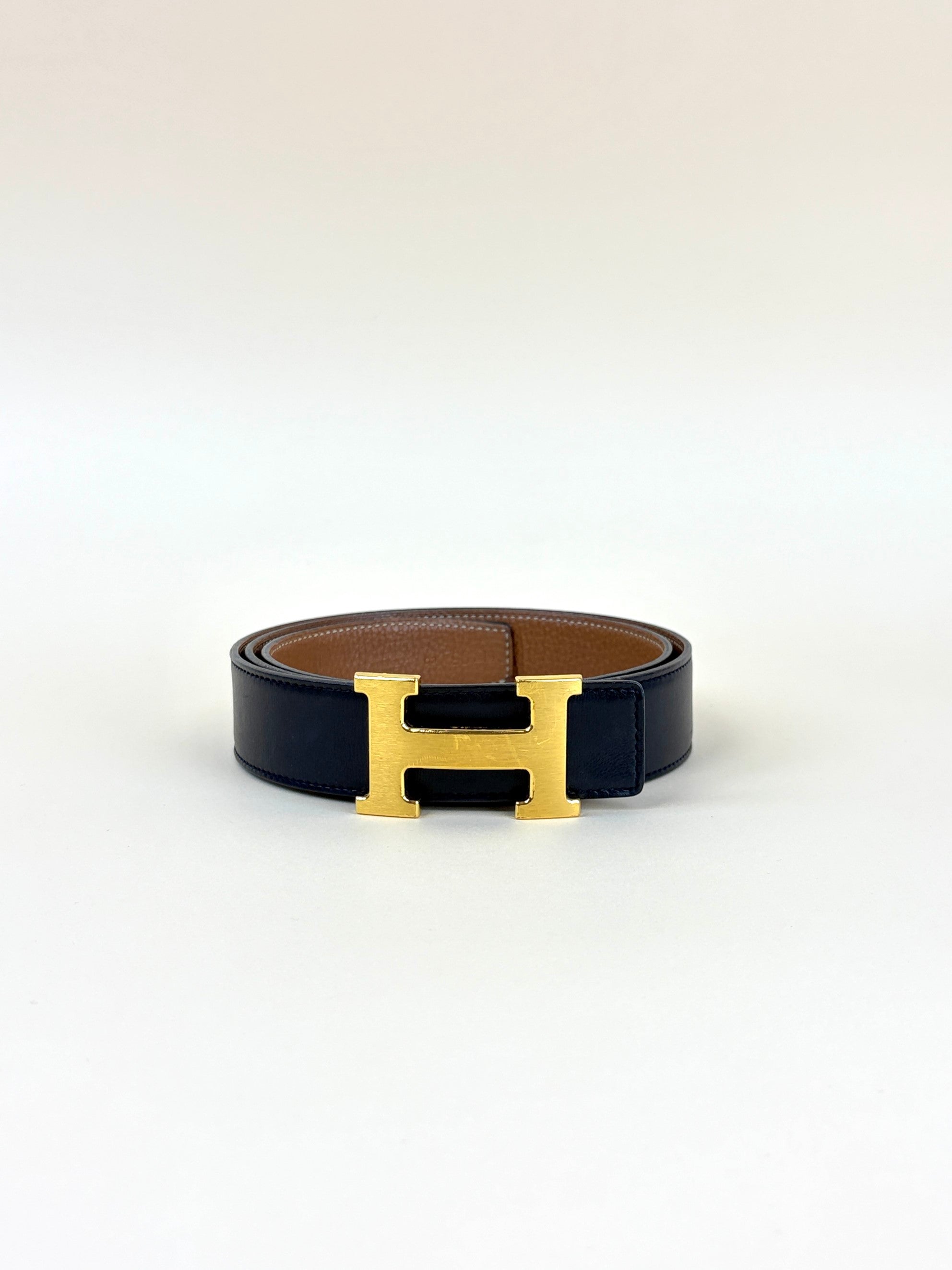 Hermes h belt buckle and reversible leather strap 33mm