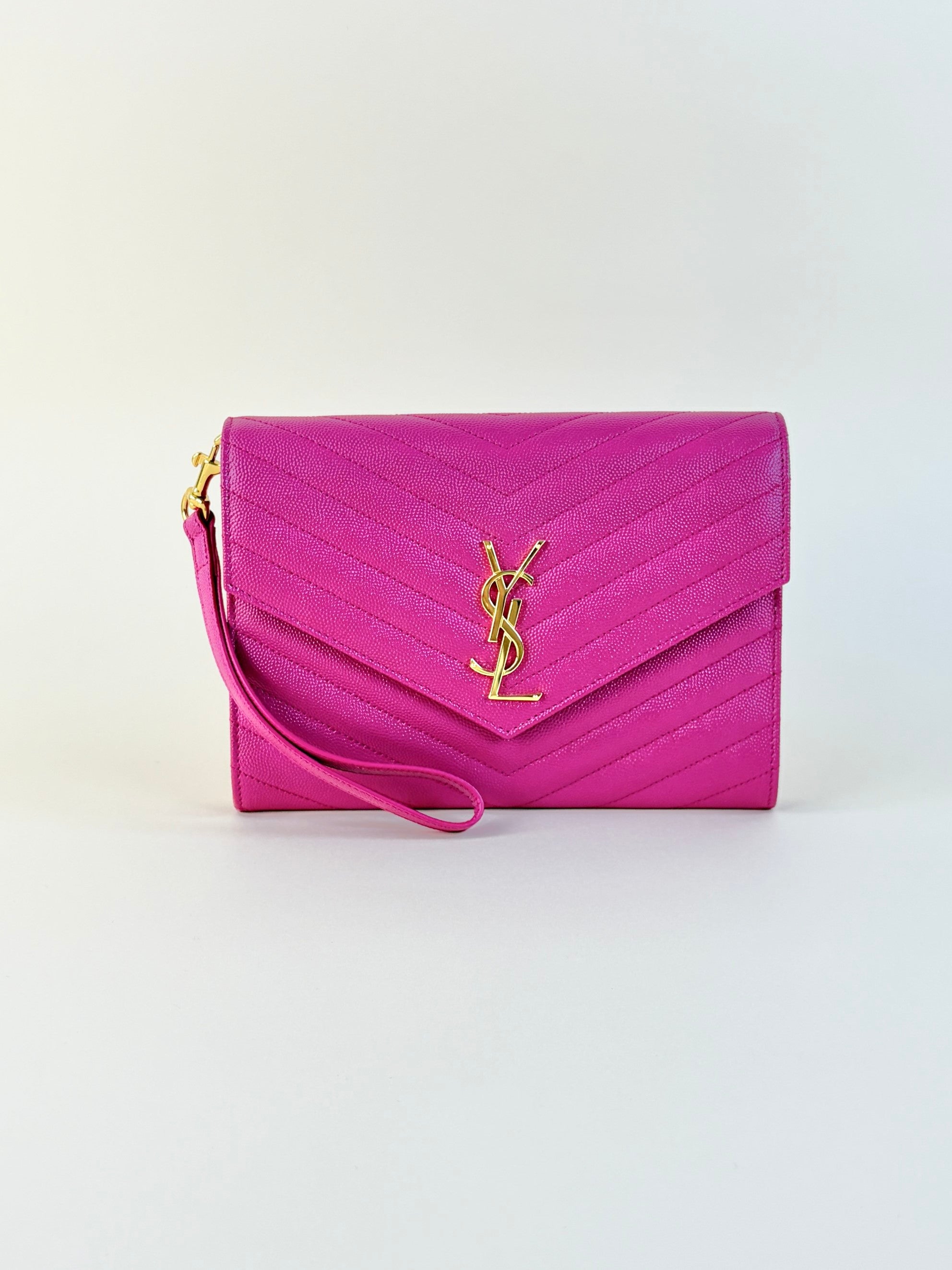 YSL Fuchsia Cassandre Matelasse Flap Pouch