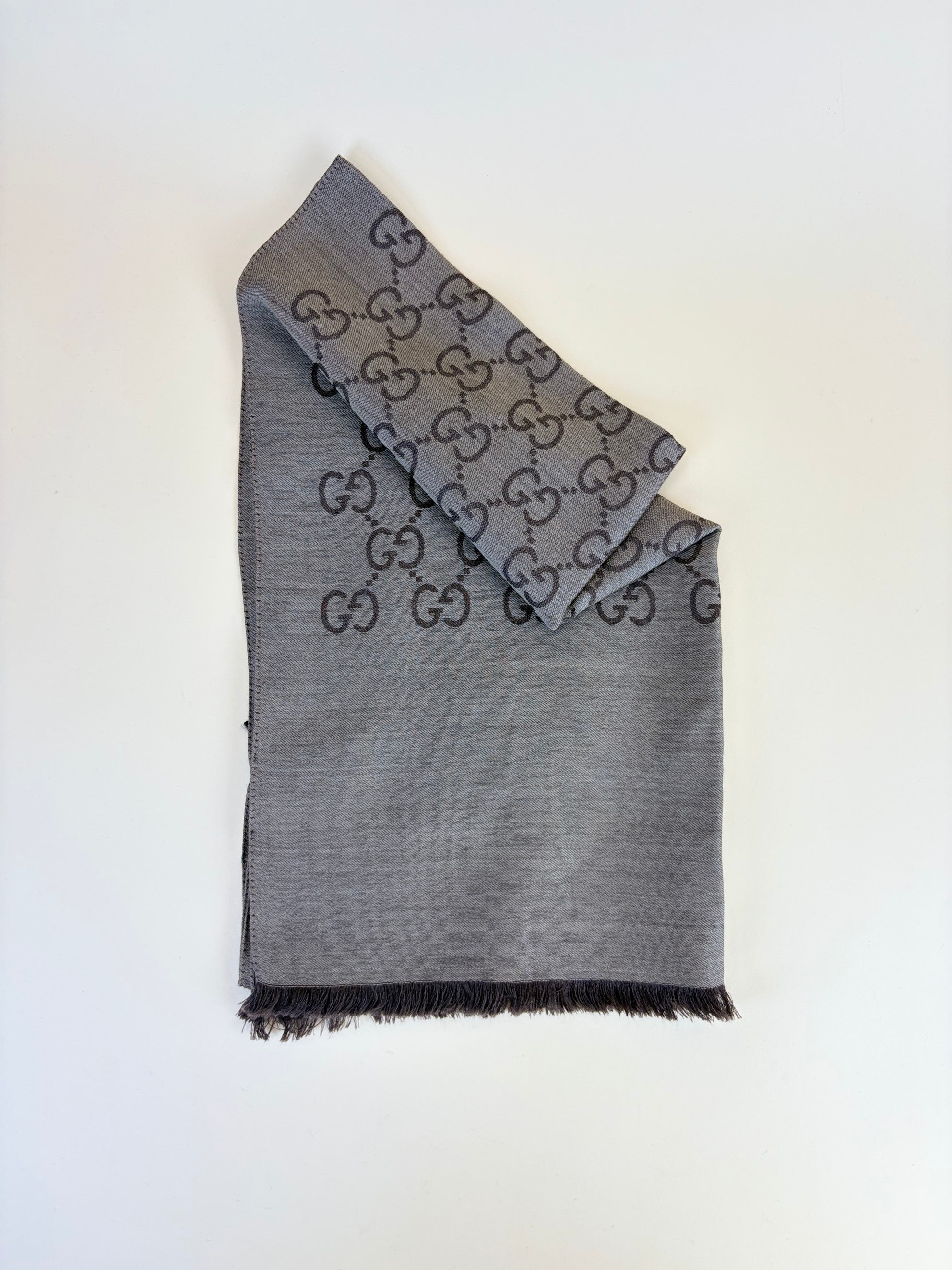 Gucci Brown GG Monogram Silk Scarf