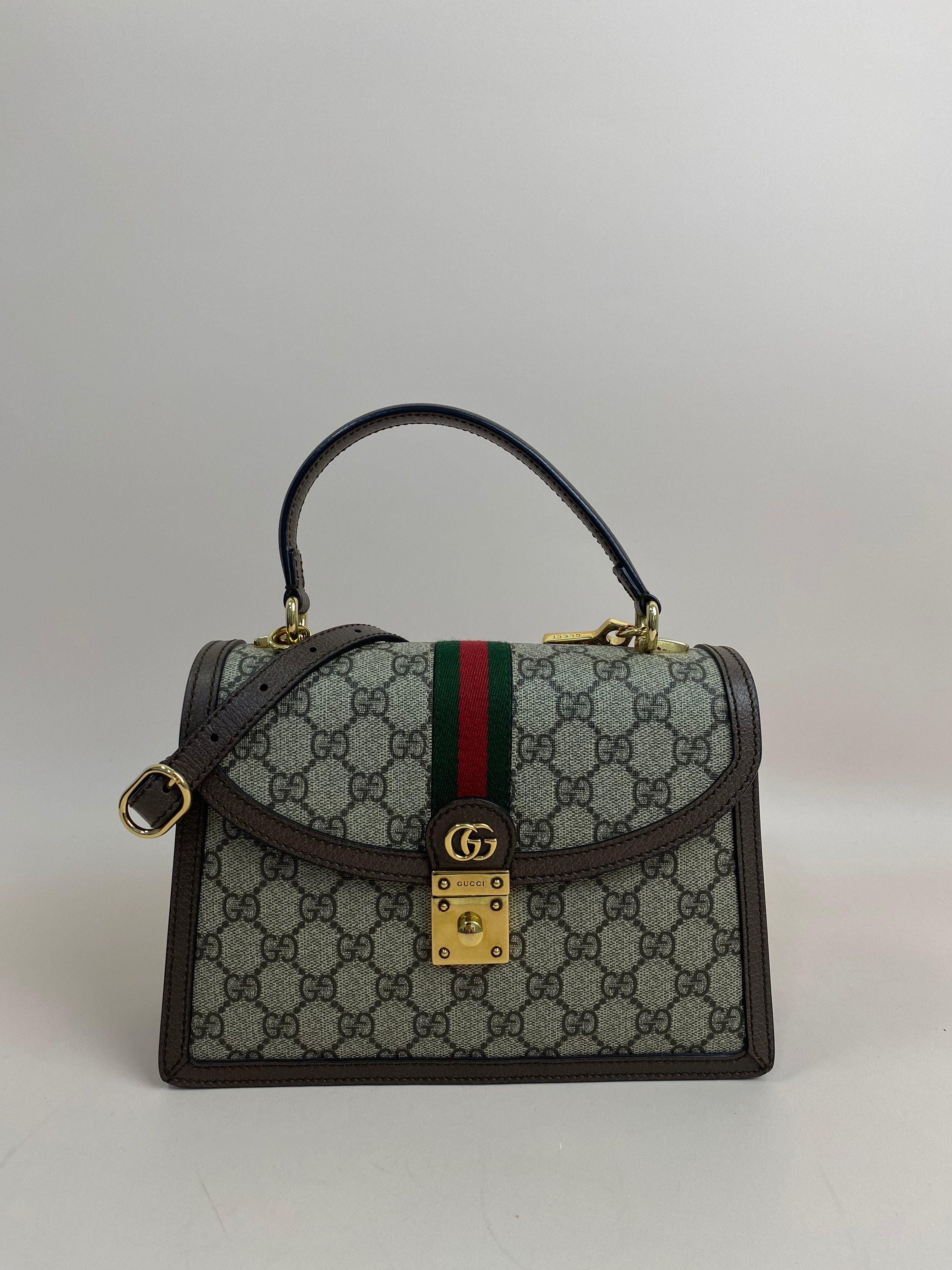 Gucci Bicolor GG Medium Ophidia Top Handle Bag with Strap