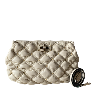 Valentino White Spike Me Clutch-Clutch Bag-Valentino-The Closet Egypt