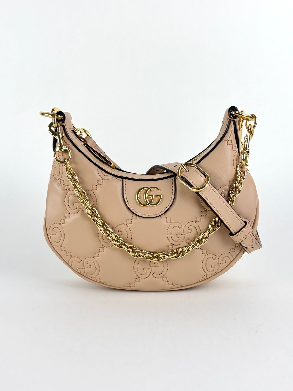Gucci rose beige gg matelasse leather mini hobo