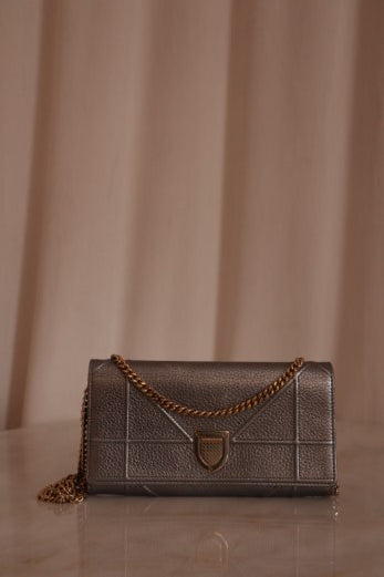 Christian Dior diorama silver metallic wallet on chain Bag-handbag-Christian Dior-The Closet Egypt