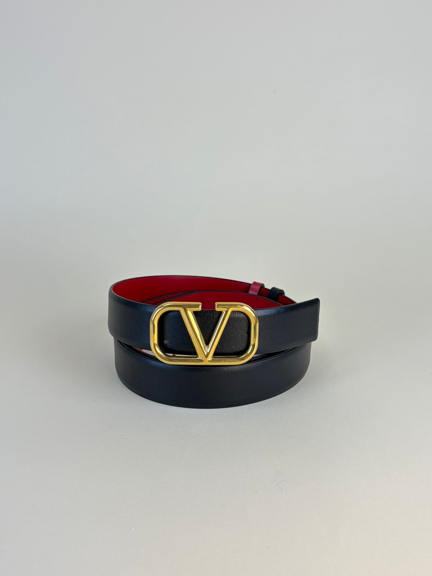 Valentino Black Vlogo Reversible Glossy 30mm Belt 36