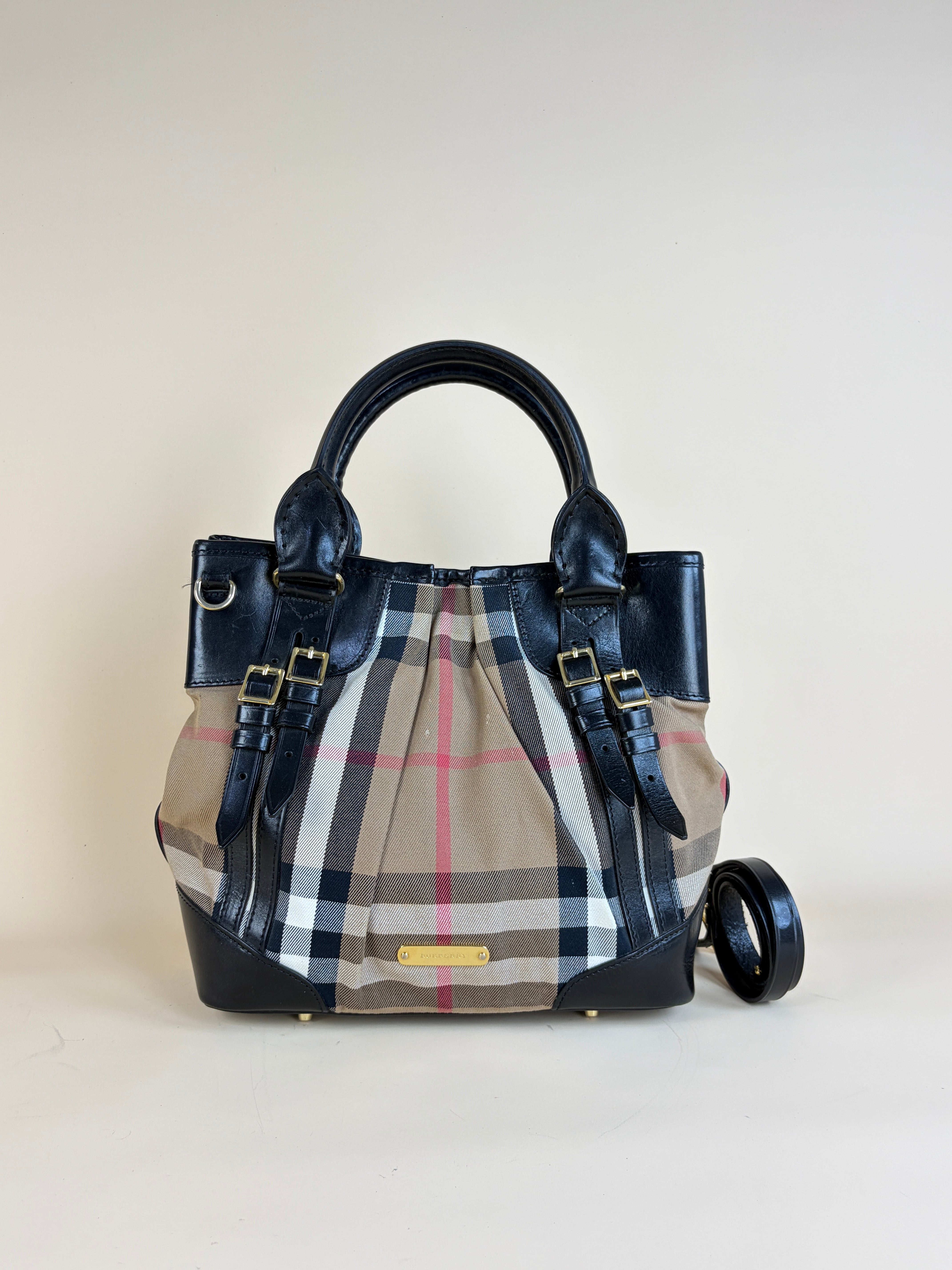 Burberry Black House Check Bridle Tote Bag