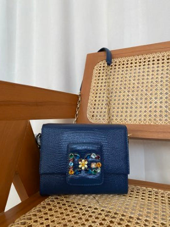 Dolce & Gabbana Blue Millennials Crystal Crossbody Bag-handbag-Dolce & Gabbana-The Closet Egypt