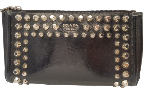 Prada Black Studded Clutch-Clutch-Prada-The Closet Egypt