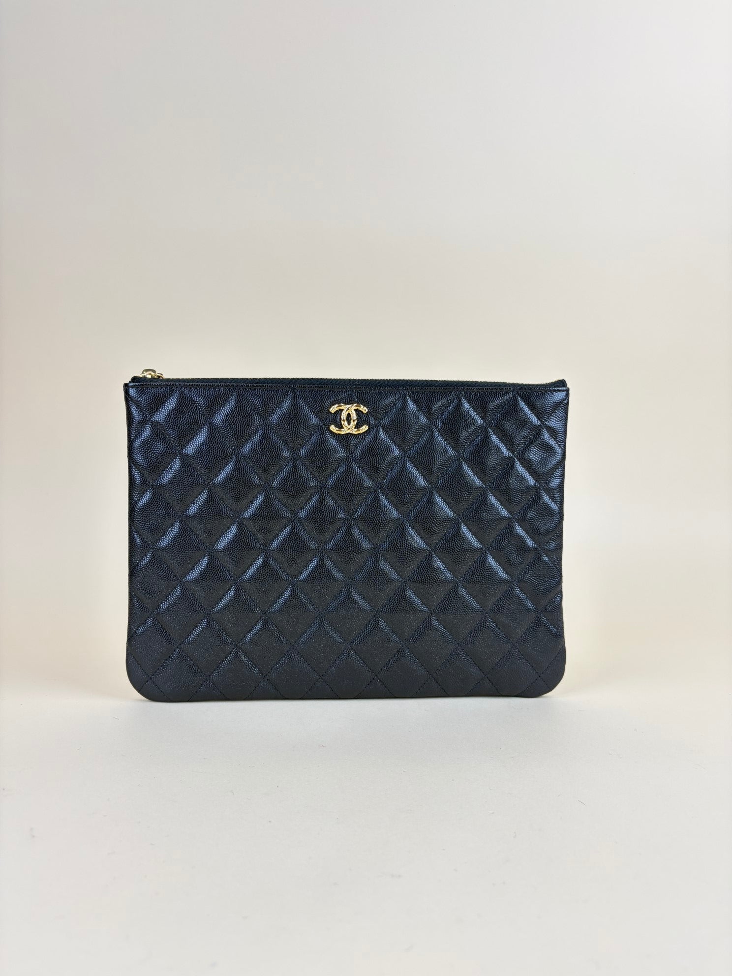 Chanel Black Classic Zip Medium Pouch