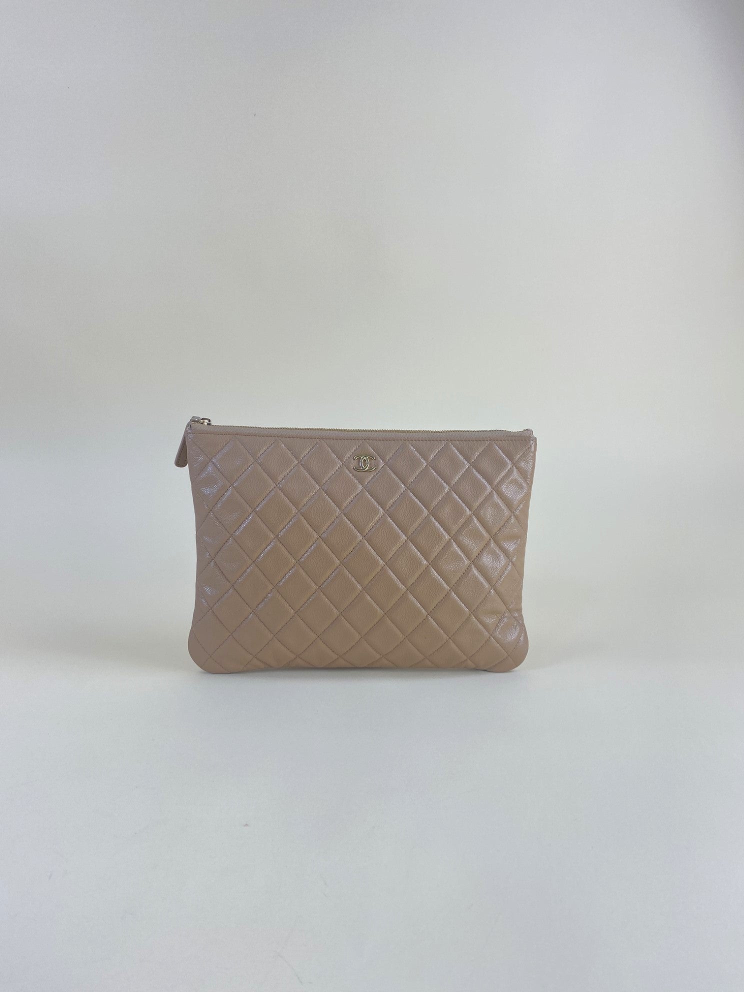 Chanel Camel Classic Zipped Medium Pouch