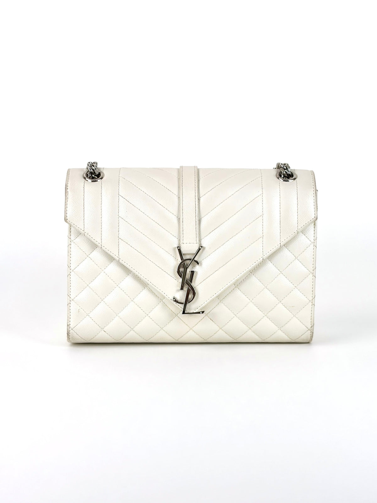 YSL white matelassé tri-quilt medium monogram