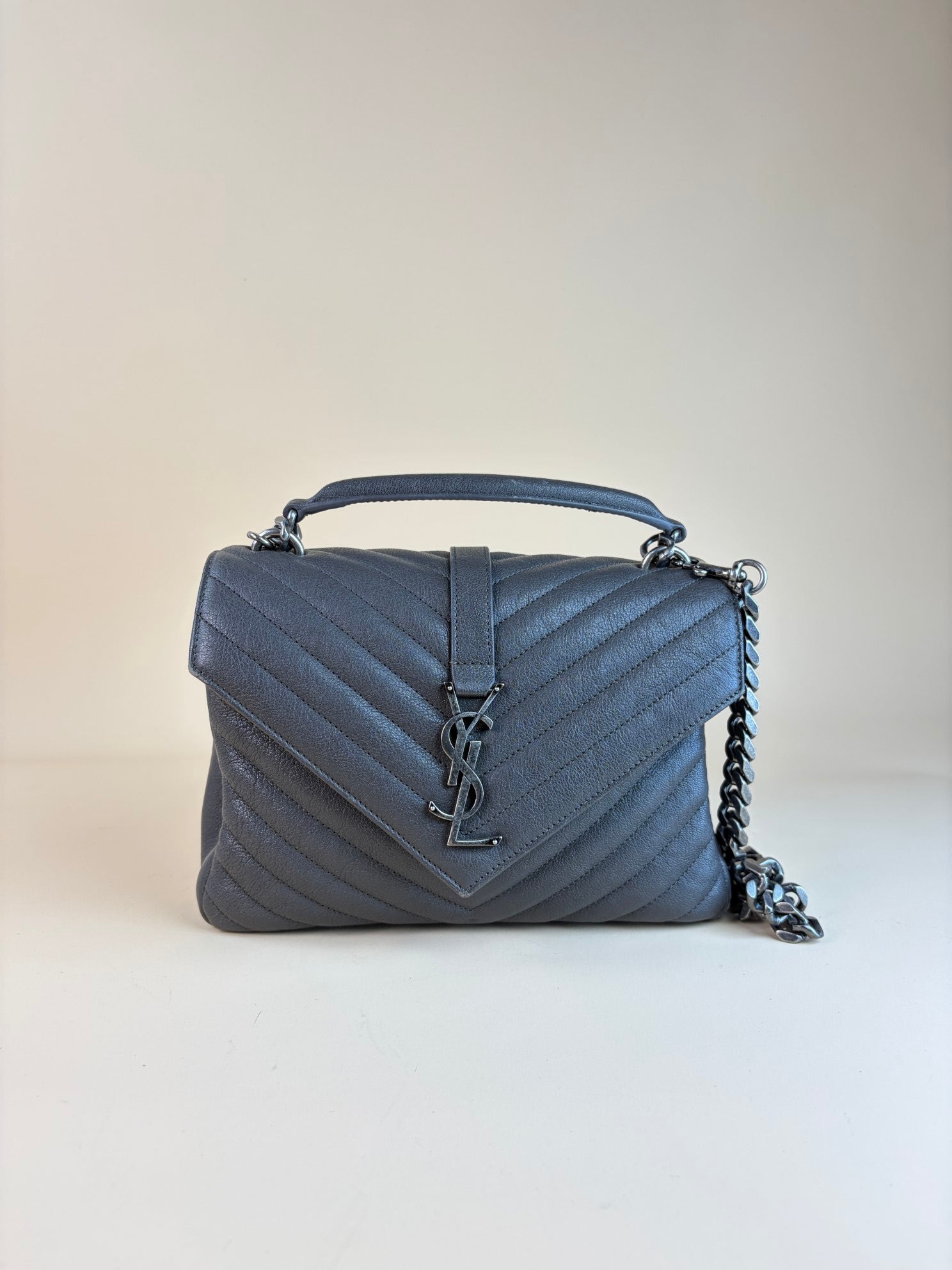 YSL grey College Medium Shoulder Bag