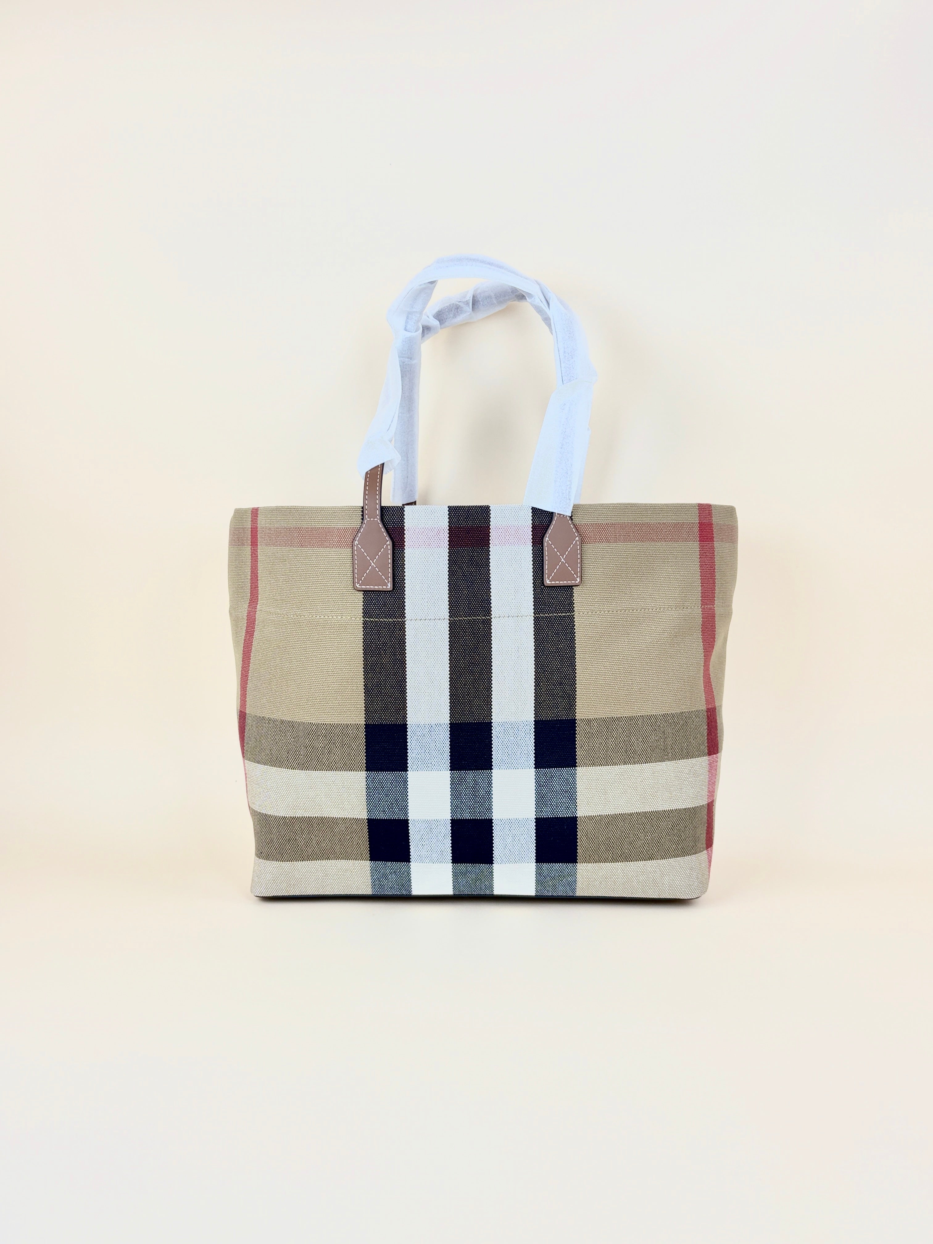 Burberry Taupe Brown Check Medium London Tote Bag