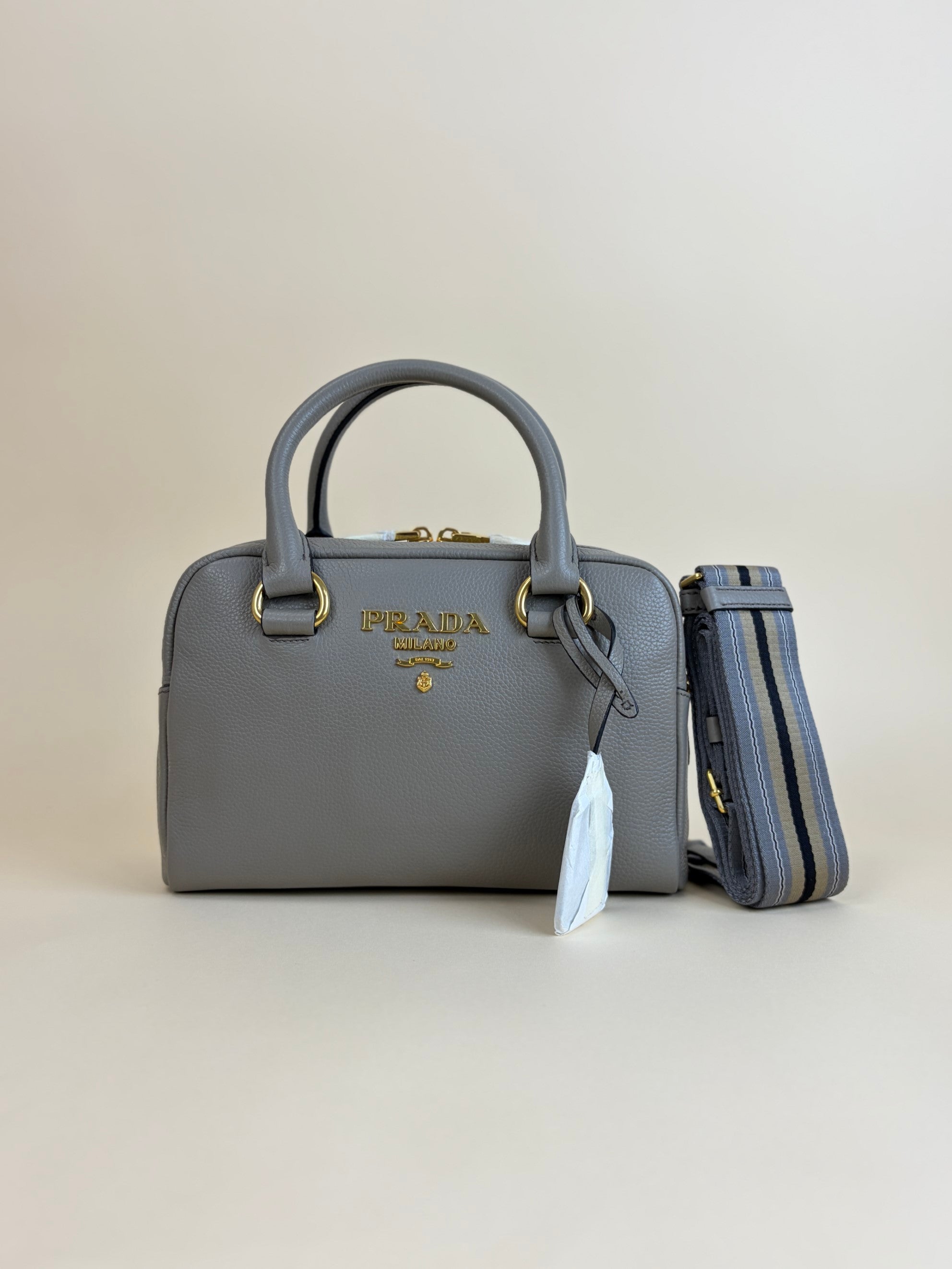 PRADA Baulletto grey leather