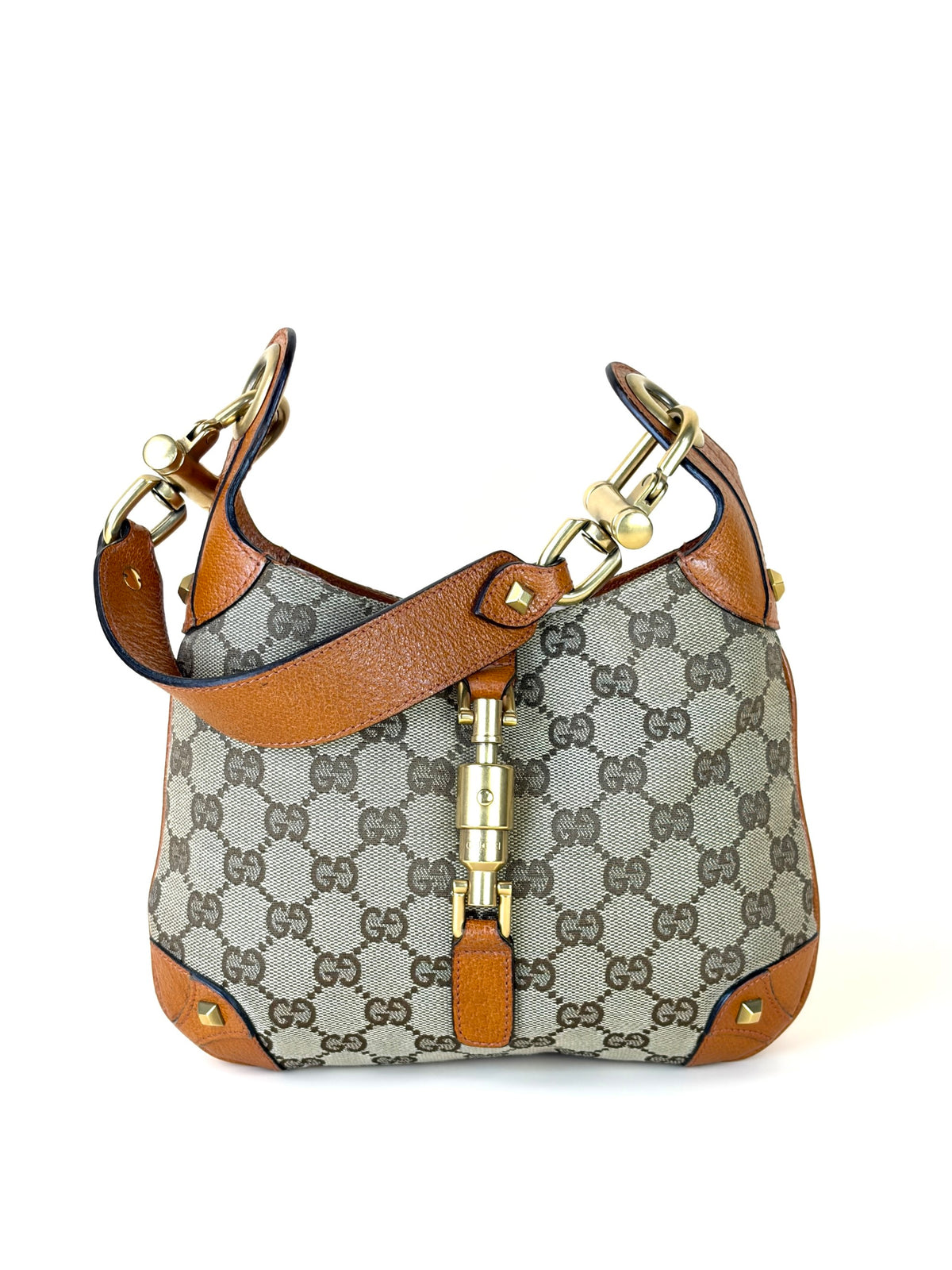 Gucci monogram mini piston lock Jackie o hobo orange