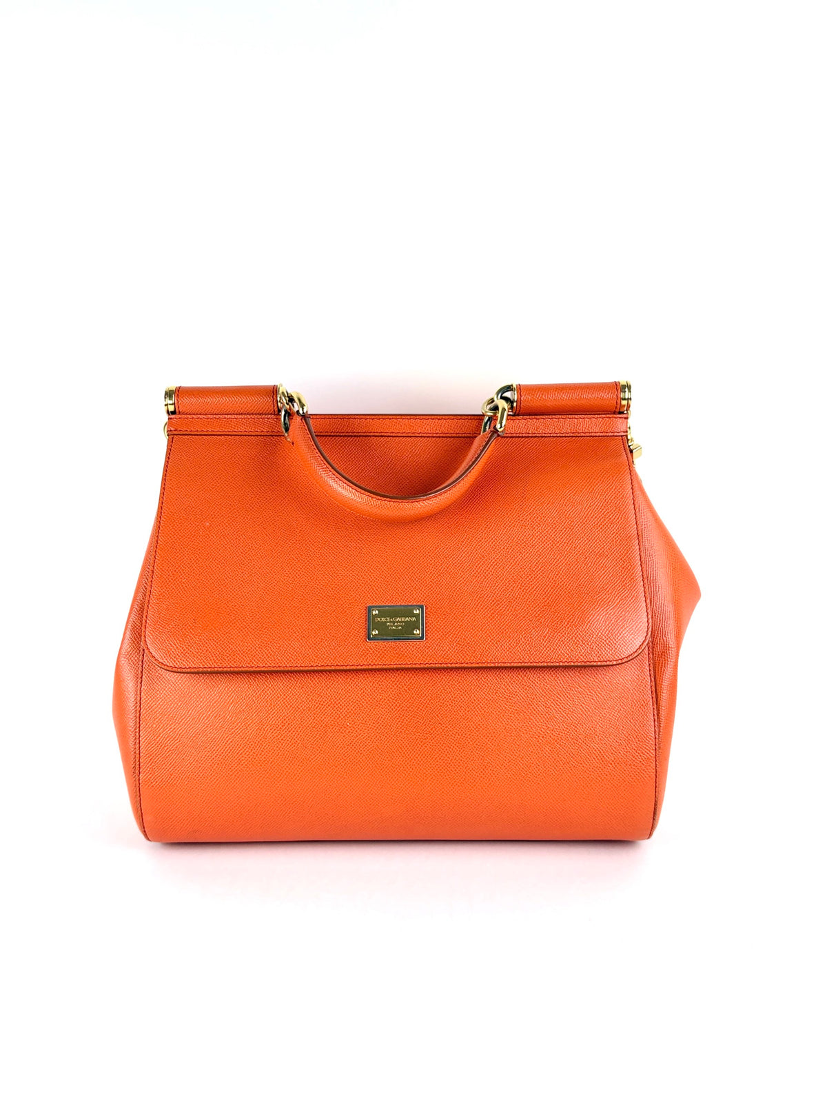 Dolce & Gabbana orange Dauphine calfskin leather Sicily maxi