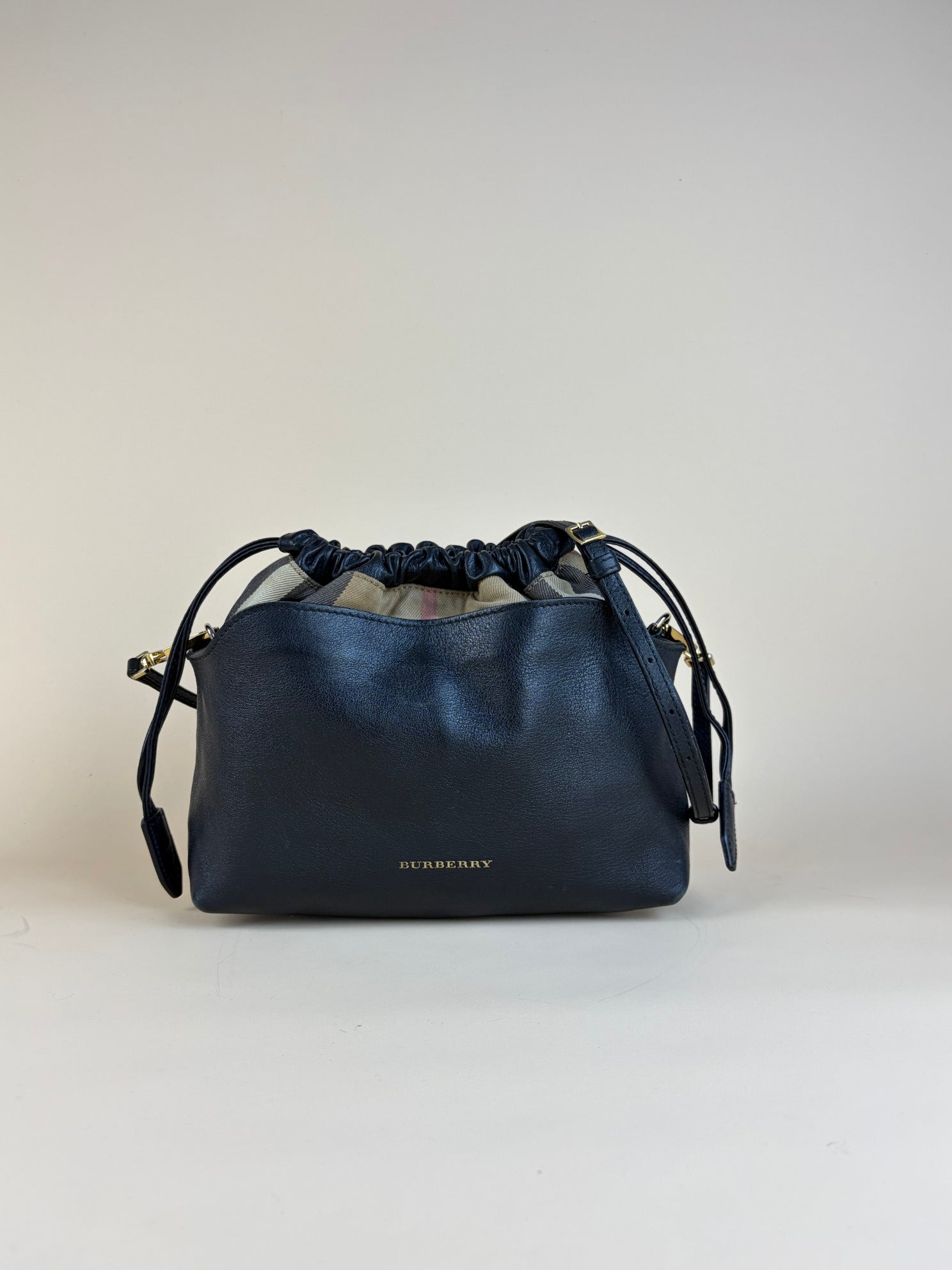 Burberry Black Little Crush Leather House Check Crossbody Bag