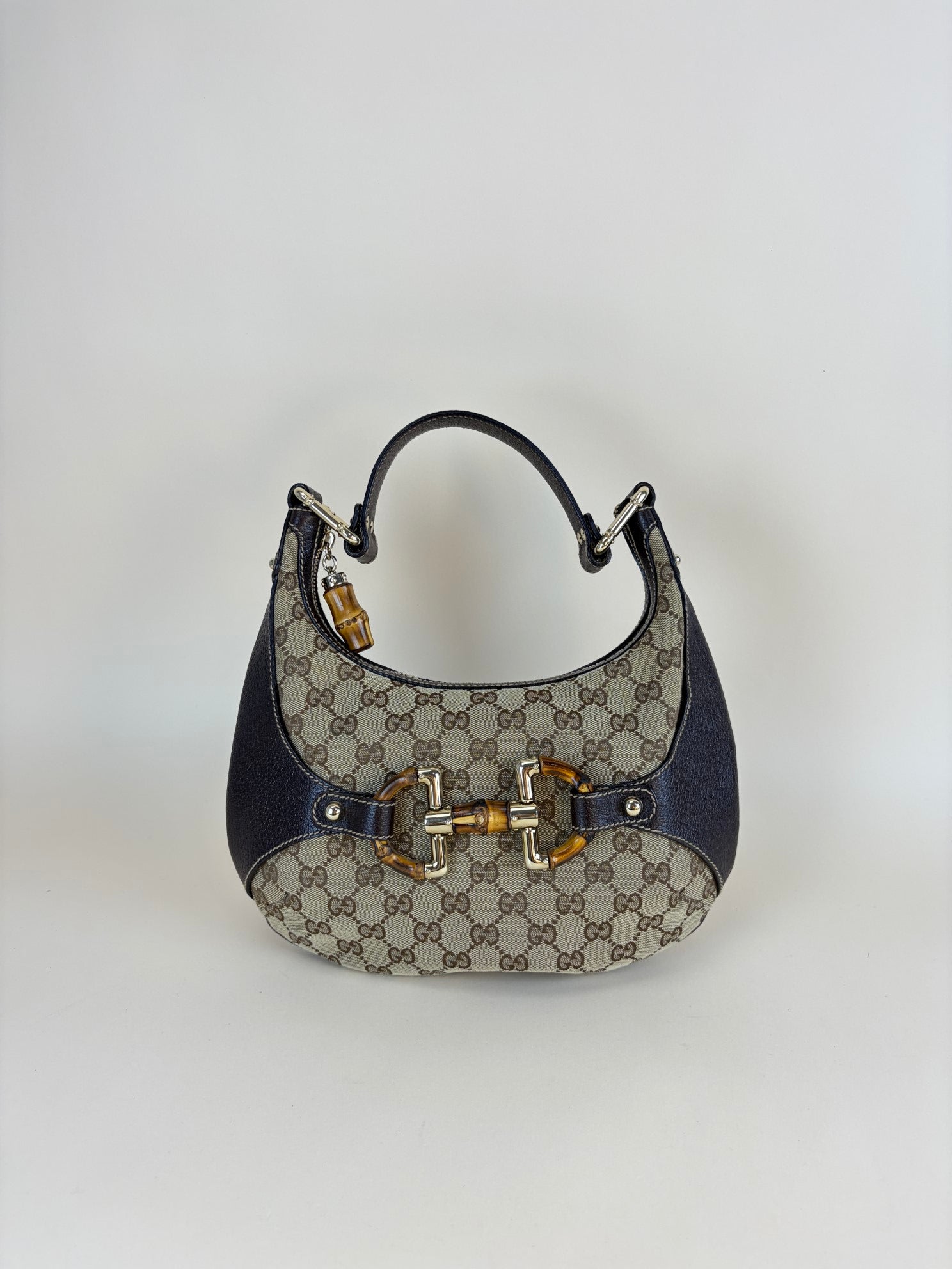 Gucci Tricolor Monogram Bamboo Horsebit Hobo Amalfi Bag