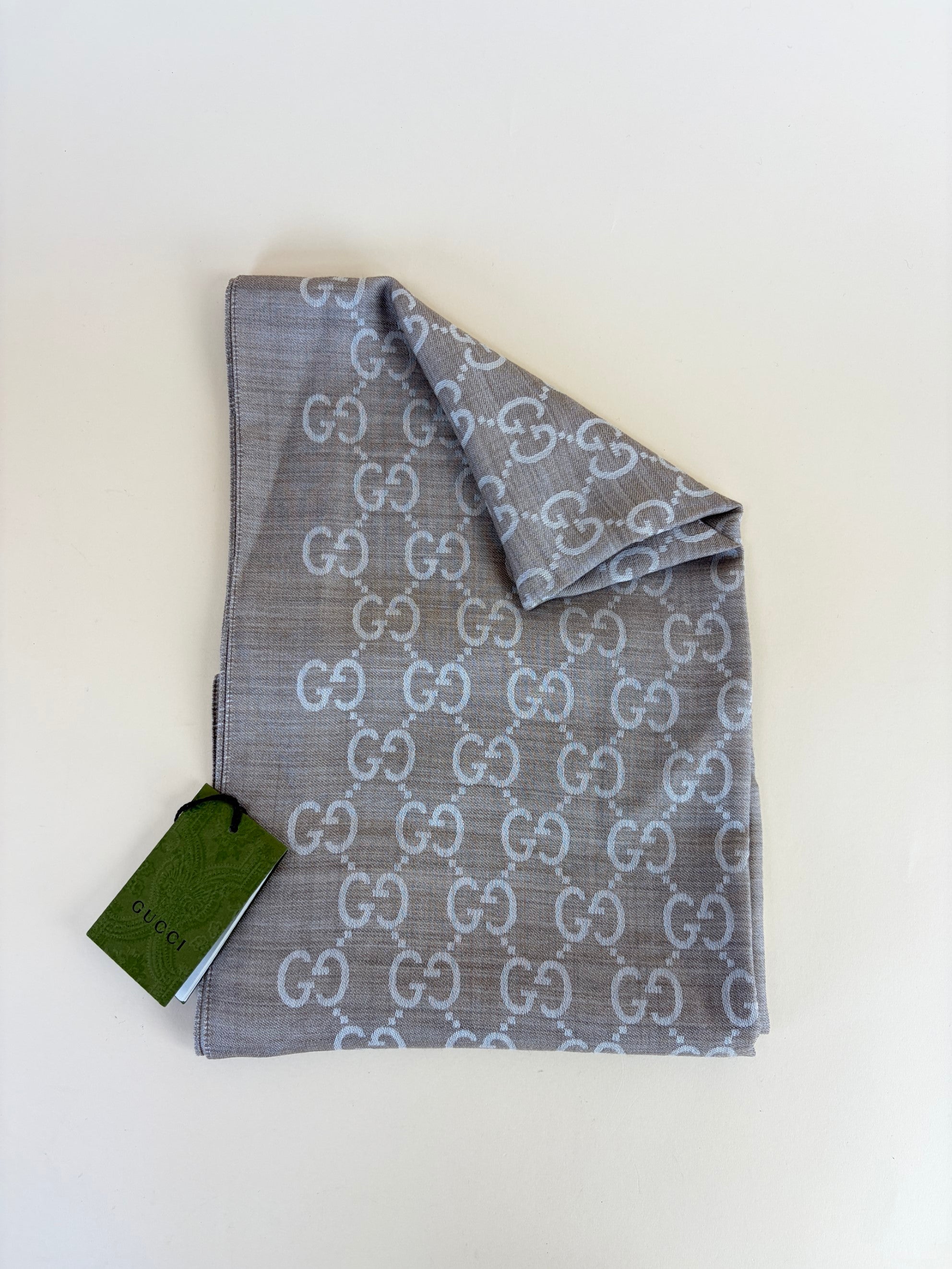 Gucci Sand GG Monogram Wool Silk Scarf