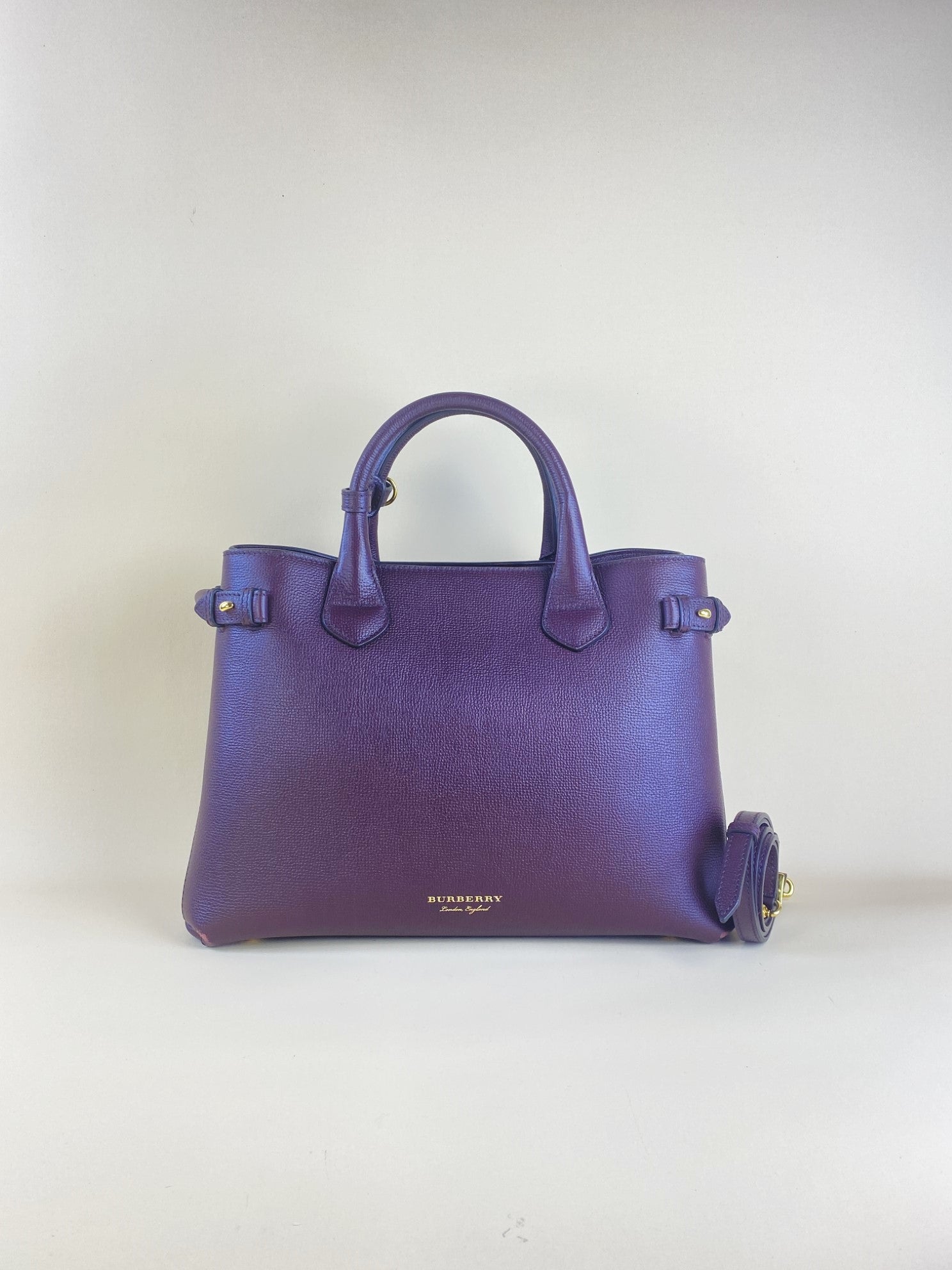 Burberry Burgundy leather Banner medium Tote Baby Bag