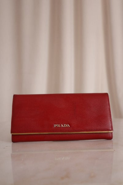 Prada Red Long Wallet-wallet-Prada-The Closet Egypt