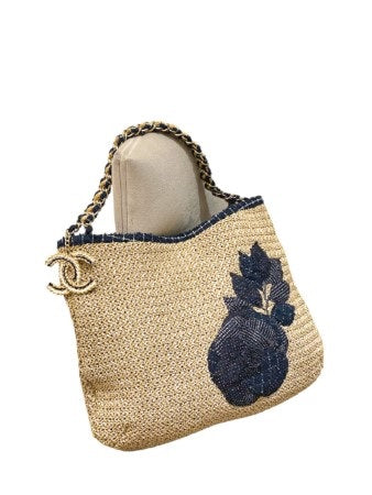 Chanel Bicolor Coco Country Seagrass Camellia Large Bag-handbag-Chanel-The Closet Egypt