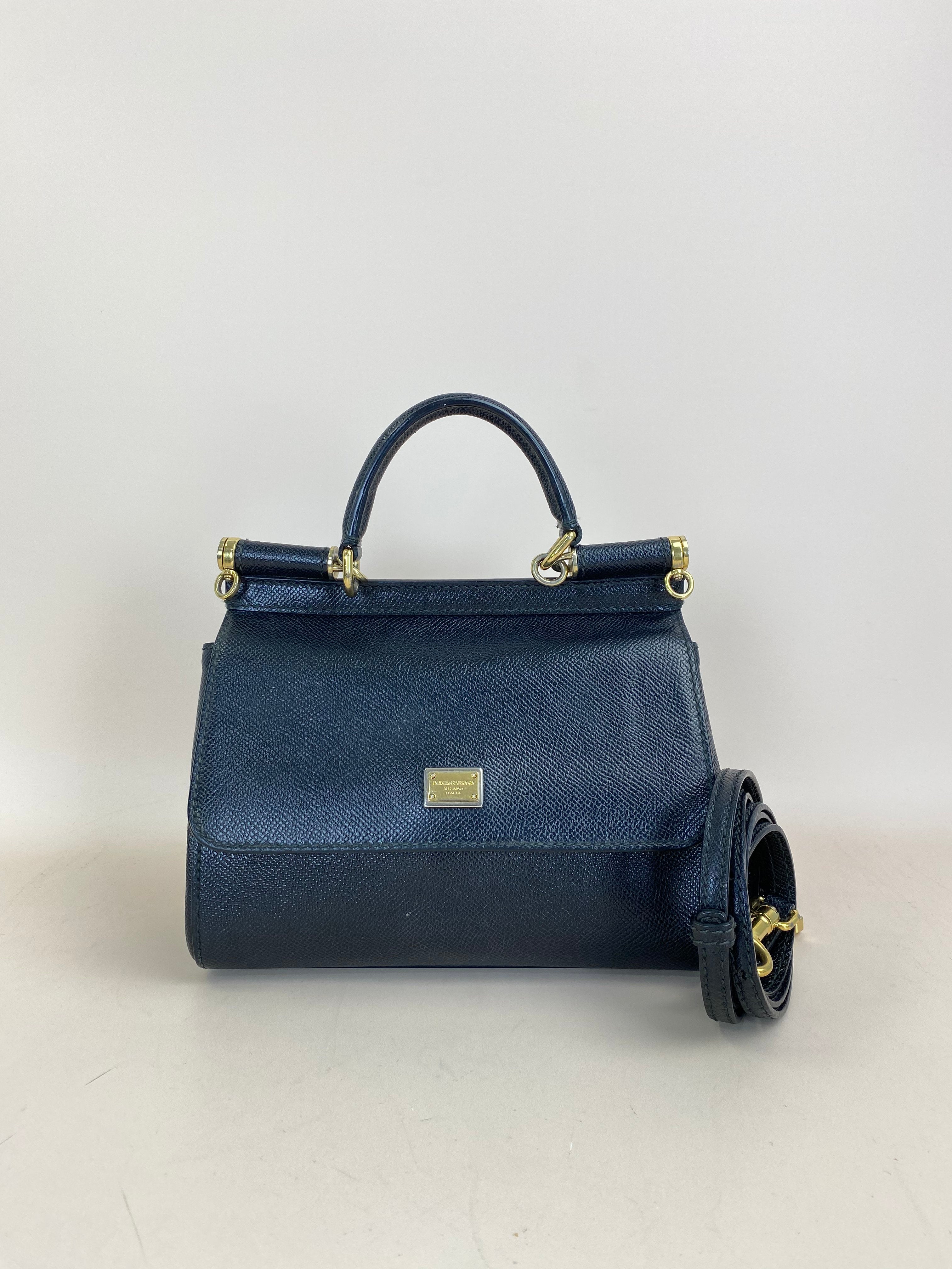 Dolce & Gabbana Black Sicily Small Bag with Strap
