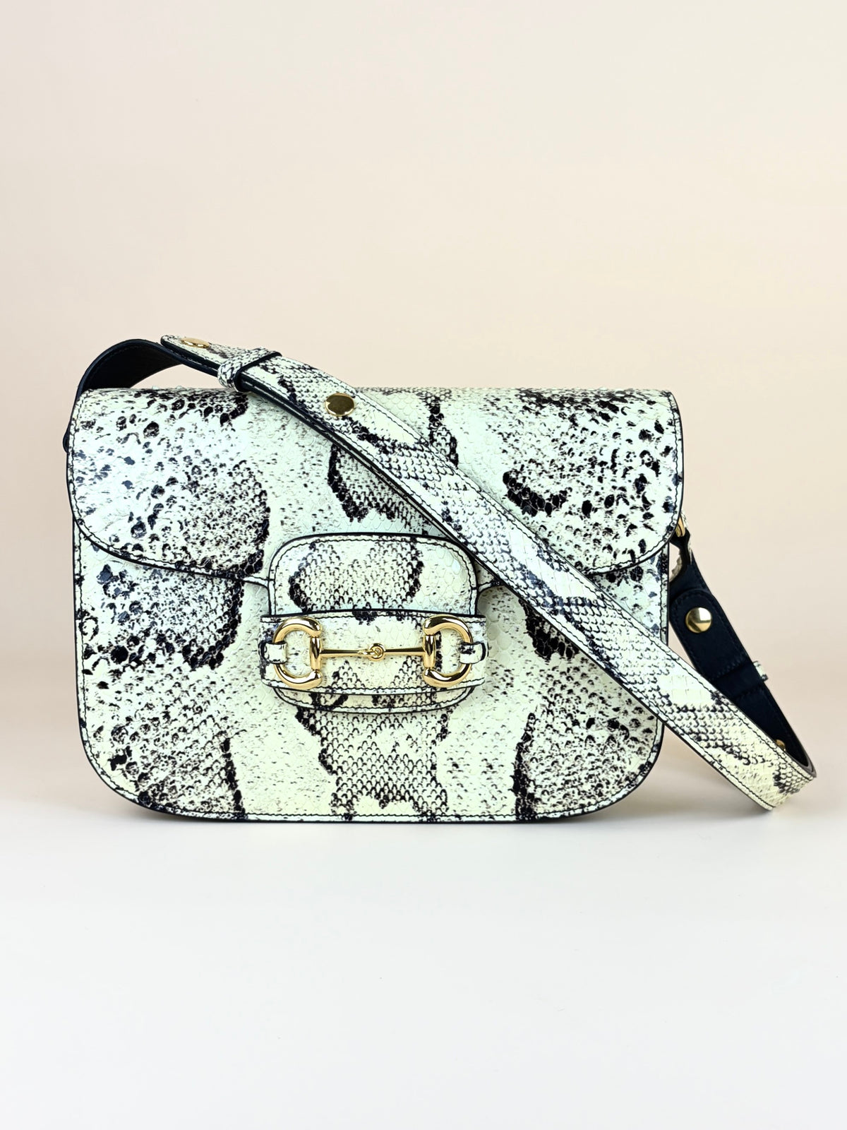 Gucci natural python leather horse bit 1955 medium