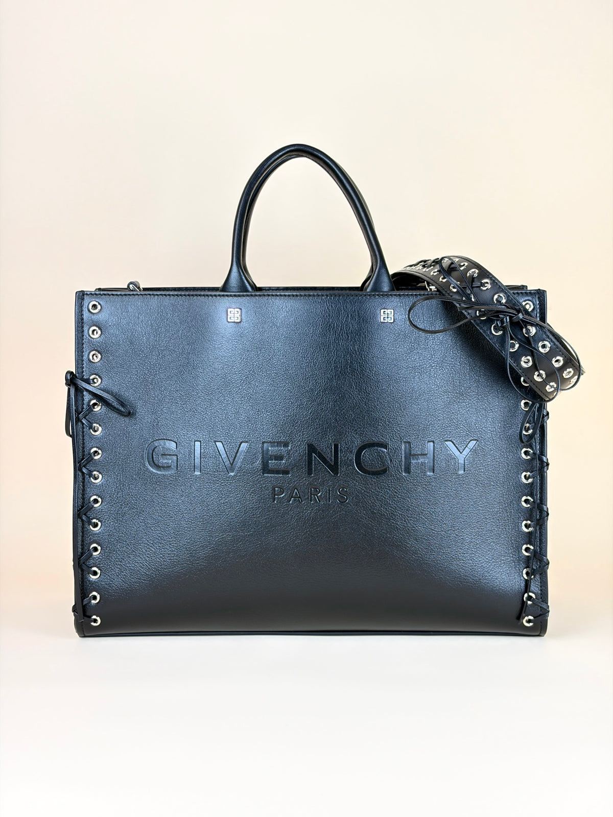 Givenchy black leather corset medium G-TOTE shopping bag